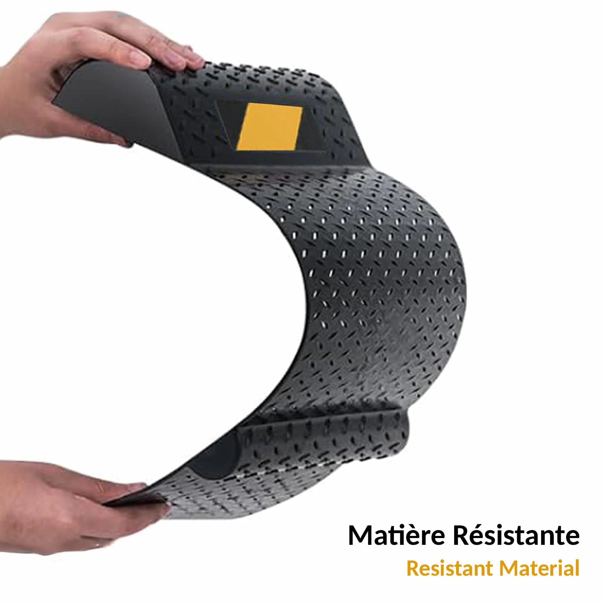 Fishtec Tope de Rueda Parking Interior Exterior - Ayuda Aparcamiento Coche - Banda Reflectante Alta Visibilidad - Garaje Plaza Aparcamiento Protección Pared - Negro 52 x 25,5 x 27 cm