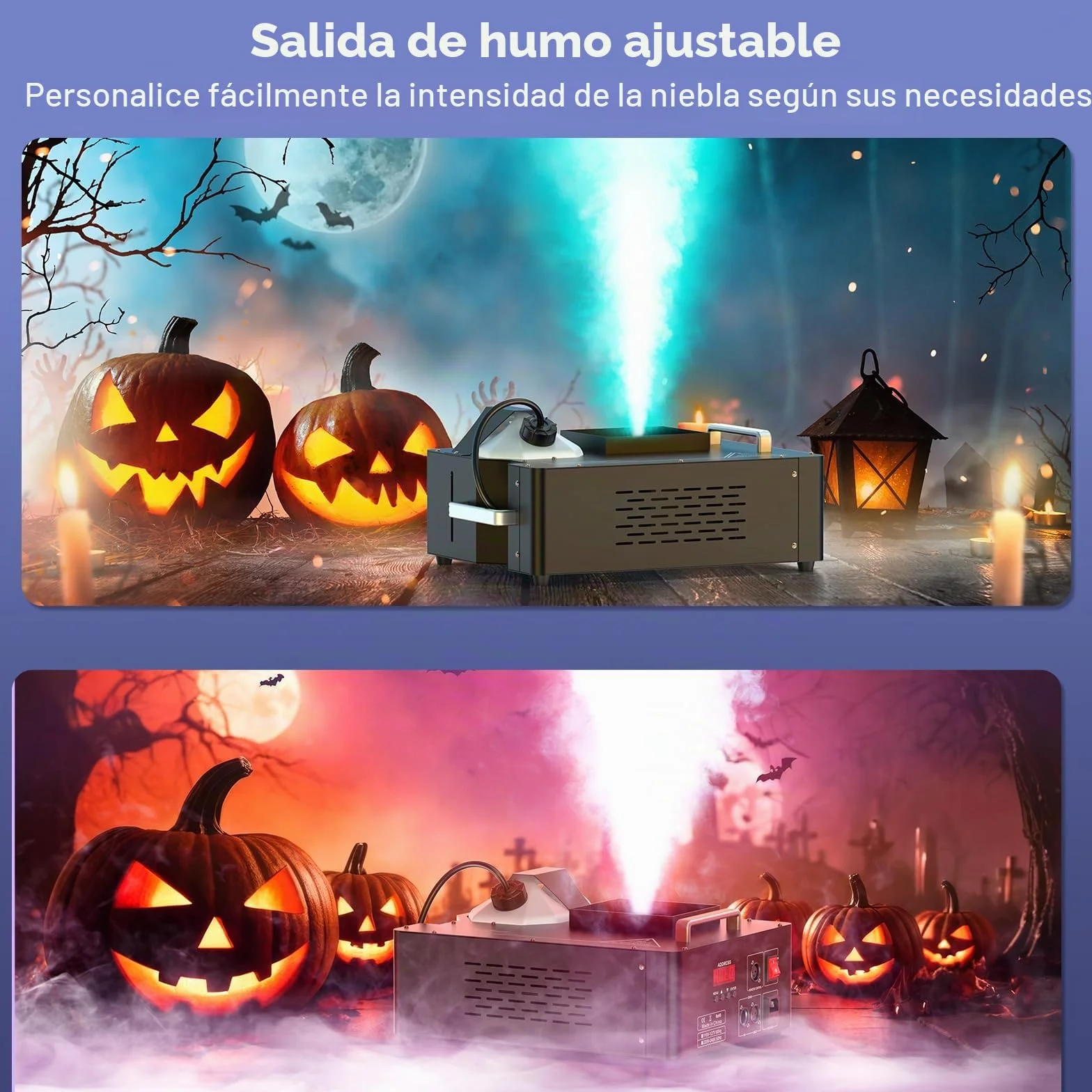 Máquina de Humo de 1500W, Máquina de Niebla de 24 LED RGB d-mx512 y Control Remoto para Escenario Bodas Fiestas Halloween Navidad