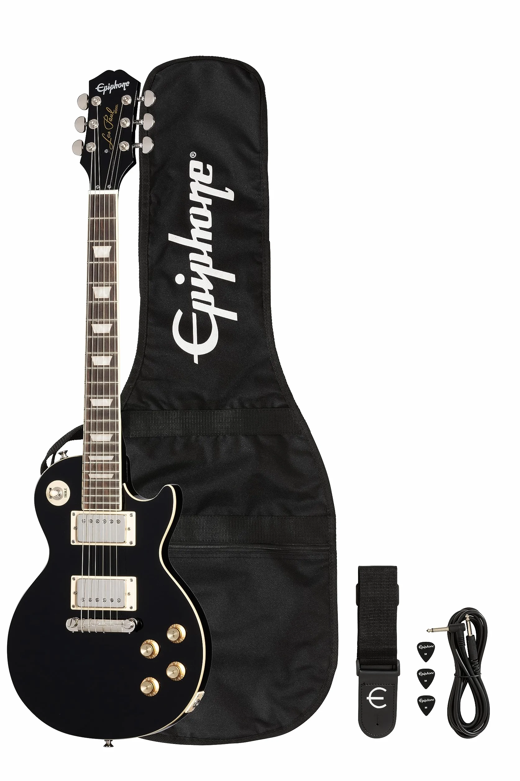 Epiphone Power Player Les Paul, tamaño juvenil 3/4, ébano oscuro con bolsa