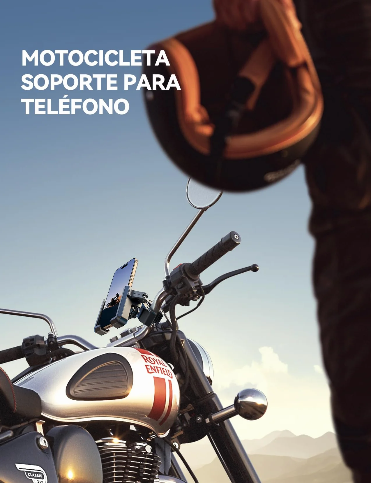 JOYROOM Soporte Móvil Moto Antivibración 4 Puntos Rotación 360° Universal para iPhone 17 Samsung 4.7"-7"