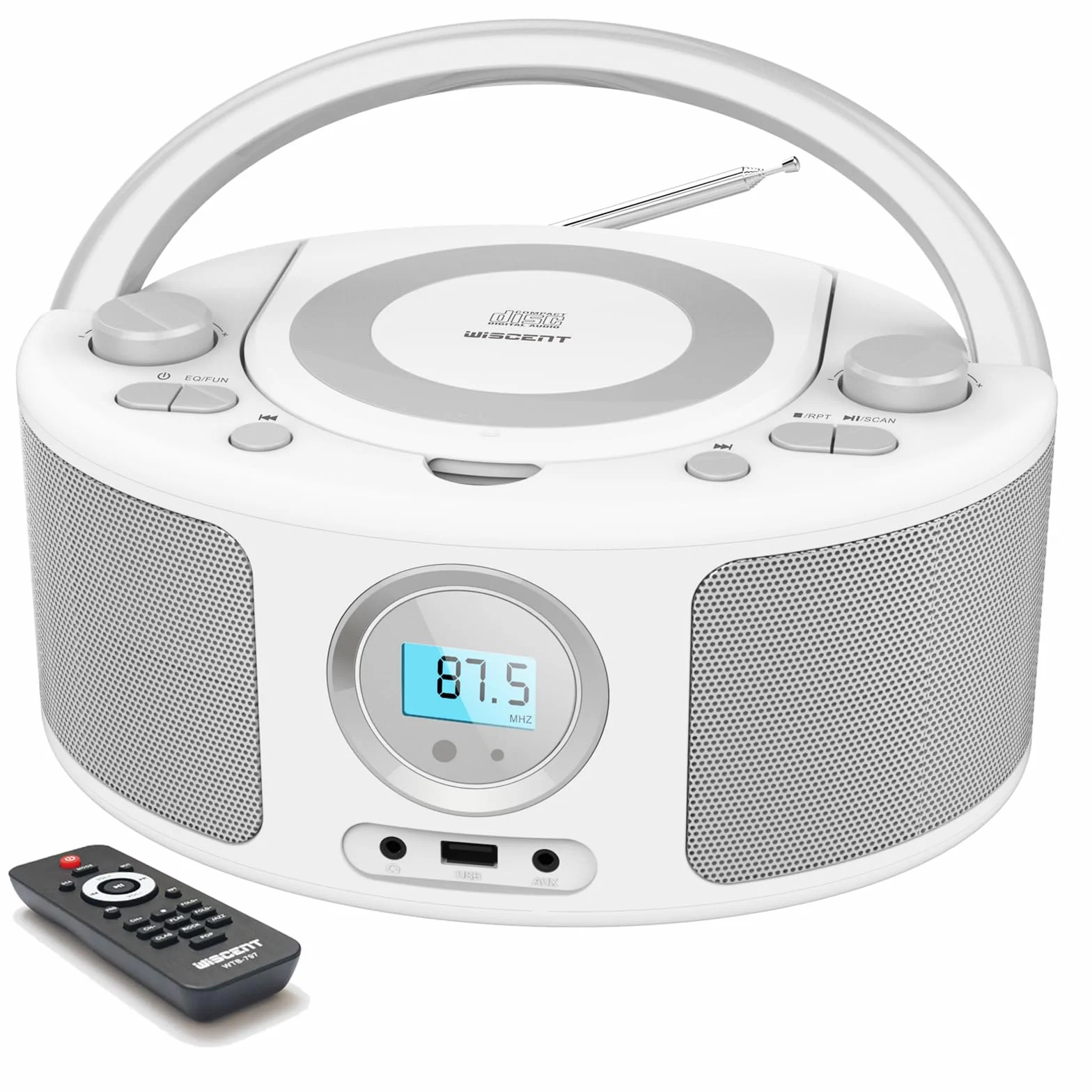 Radio CD Portátil Bluetooth USB MP3 Estéreo Boombox WTB791