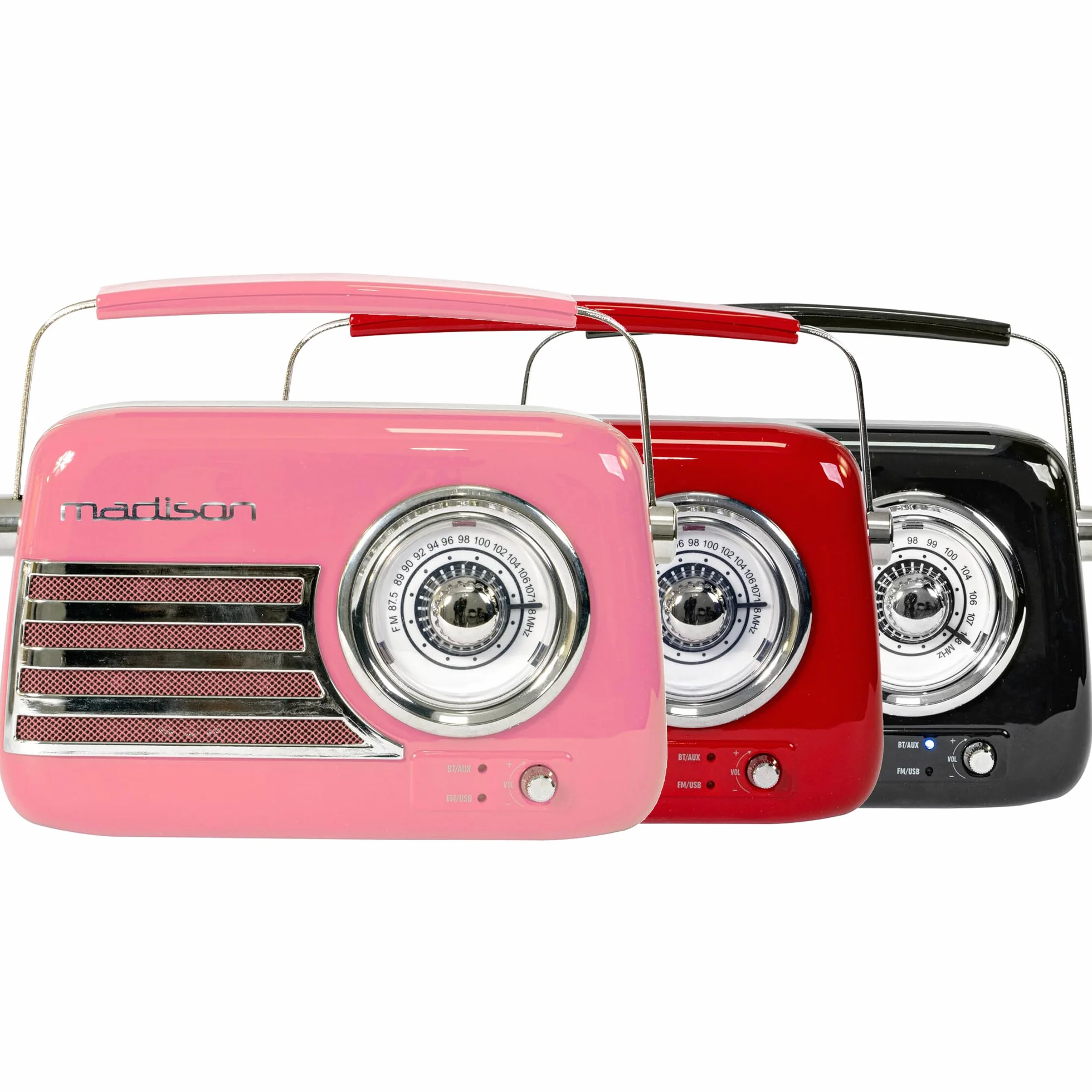 Madison FREESOUND-VR40P Radio a batería Vintage 30W Bluetooth USB FM Rosa
