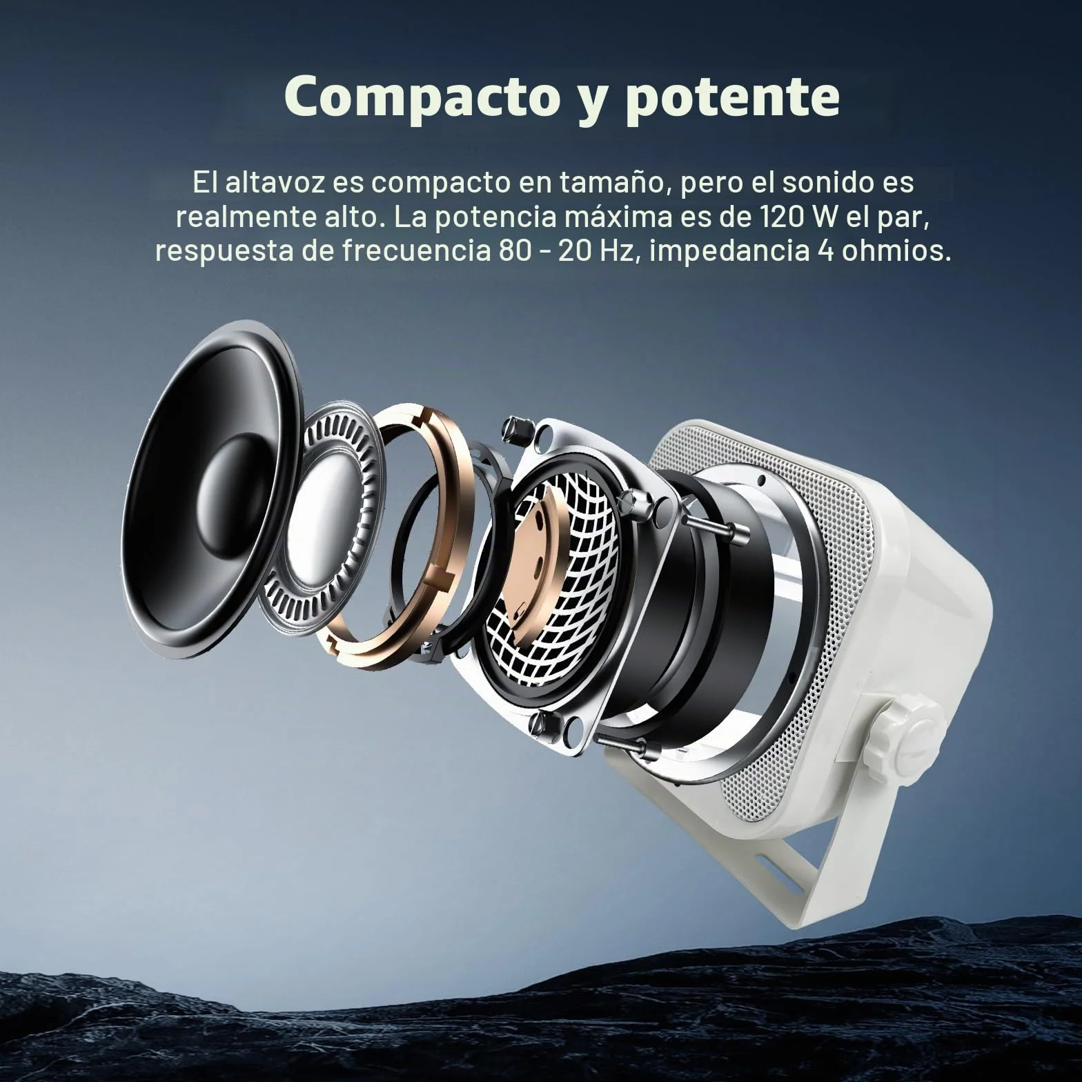 STUDIOFINIX 100W 10.2cm Marino Impermeable Altavoces Estéreo para ATV UTV Barco