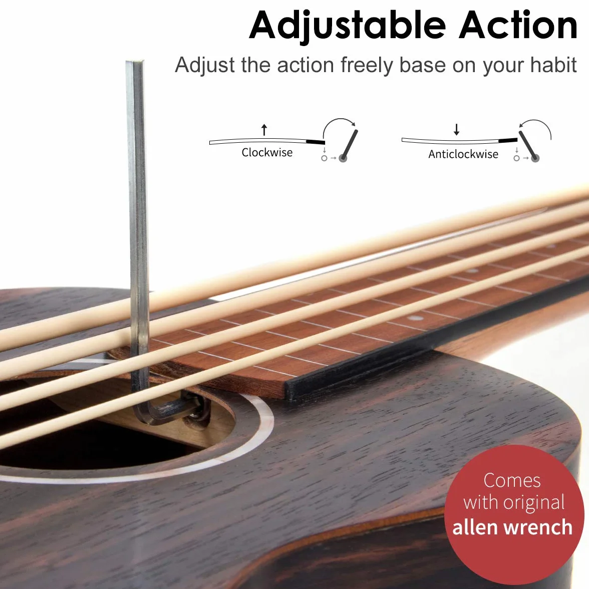 Aklot Ukelele bajo de 30 pulgadas Electric Acoustic barítono Ukulele Bass Professional Aquila EADG con correa de bolsa