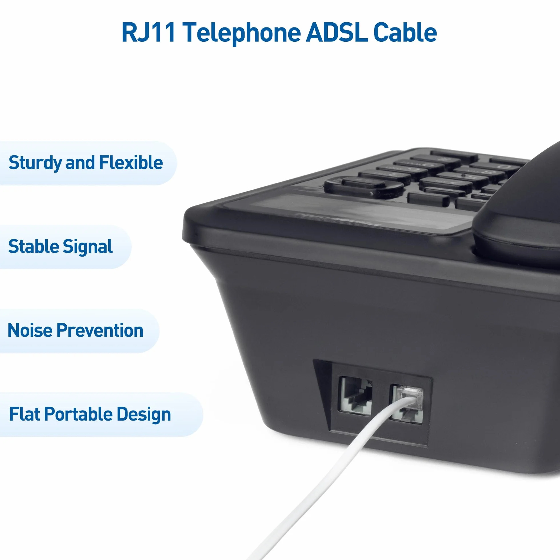 Cable Matters Paquete de 2 Cable Telefónico RJ11 a RJ11 ADSL 5m Blanco