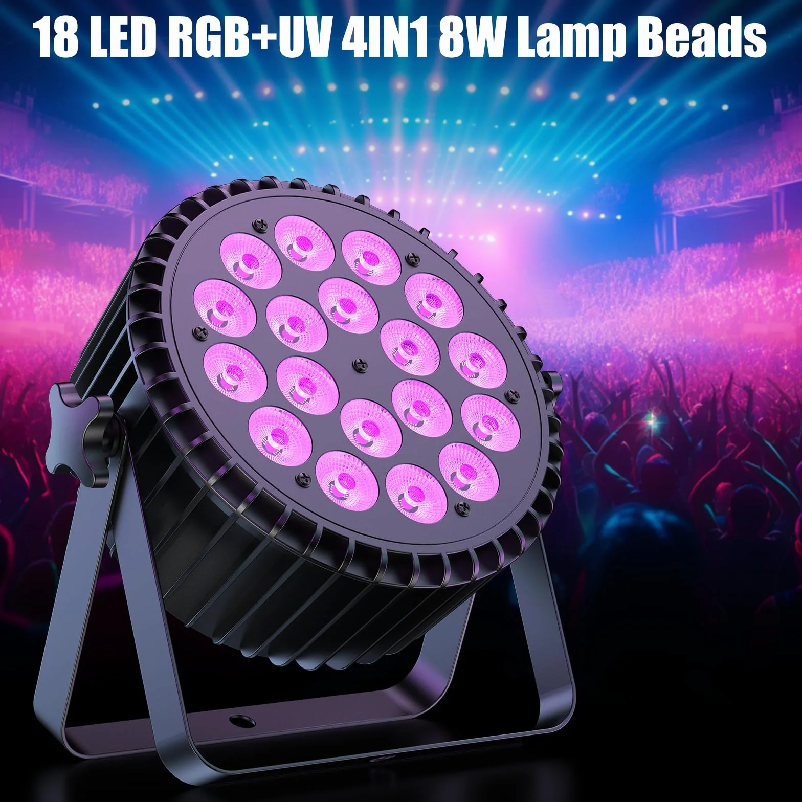 4 piezas UV+RGB 200W LED por proyector, 18 LED por proyector luz de escenario luz de fiesta RGB DMX512 5-en-1 luz de disco para escena DJ fiesta show bar Halloween Navidad