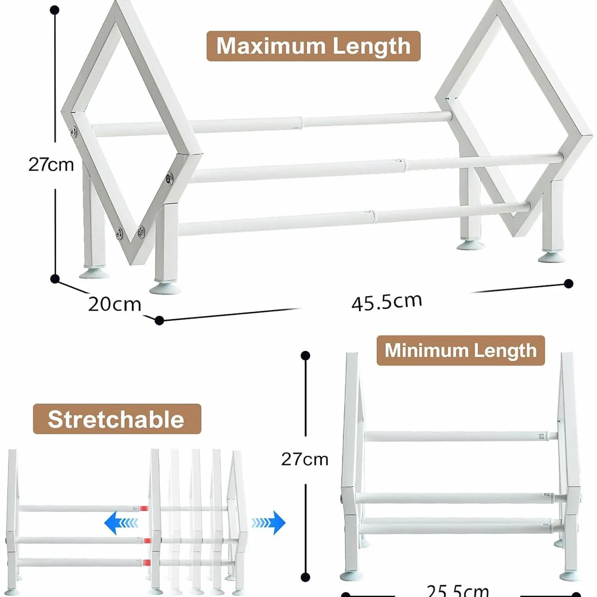 Soporte Vinilos Metal, Porta Discos Vinilo Extensible para 80-100 LPs, Organizador Vinyl Records Mesa, Estante Vinilos para CD, álbumes, Revistas, Libros (Blanco)