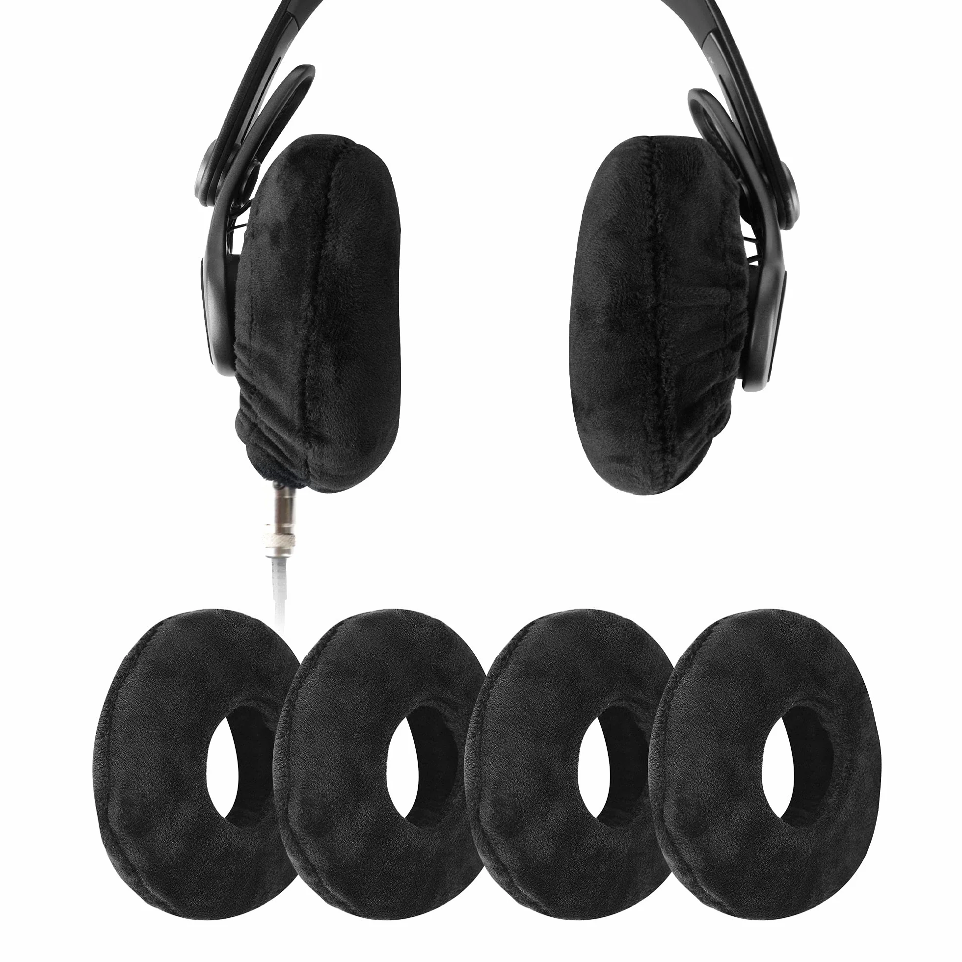 GEEKRIA 2 Pares de Fundas de Terciopelo para Auriculares, Protectores Sanitarios Lavables y elásticos para Almohadillas para Auriculares supraaurales, Cubierta contra el Sudor para Calidez y c
