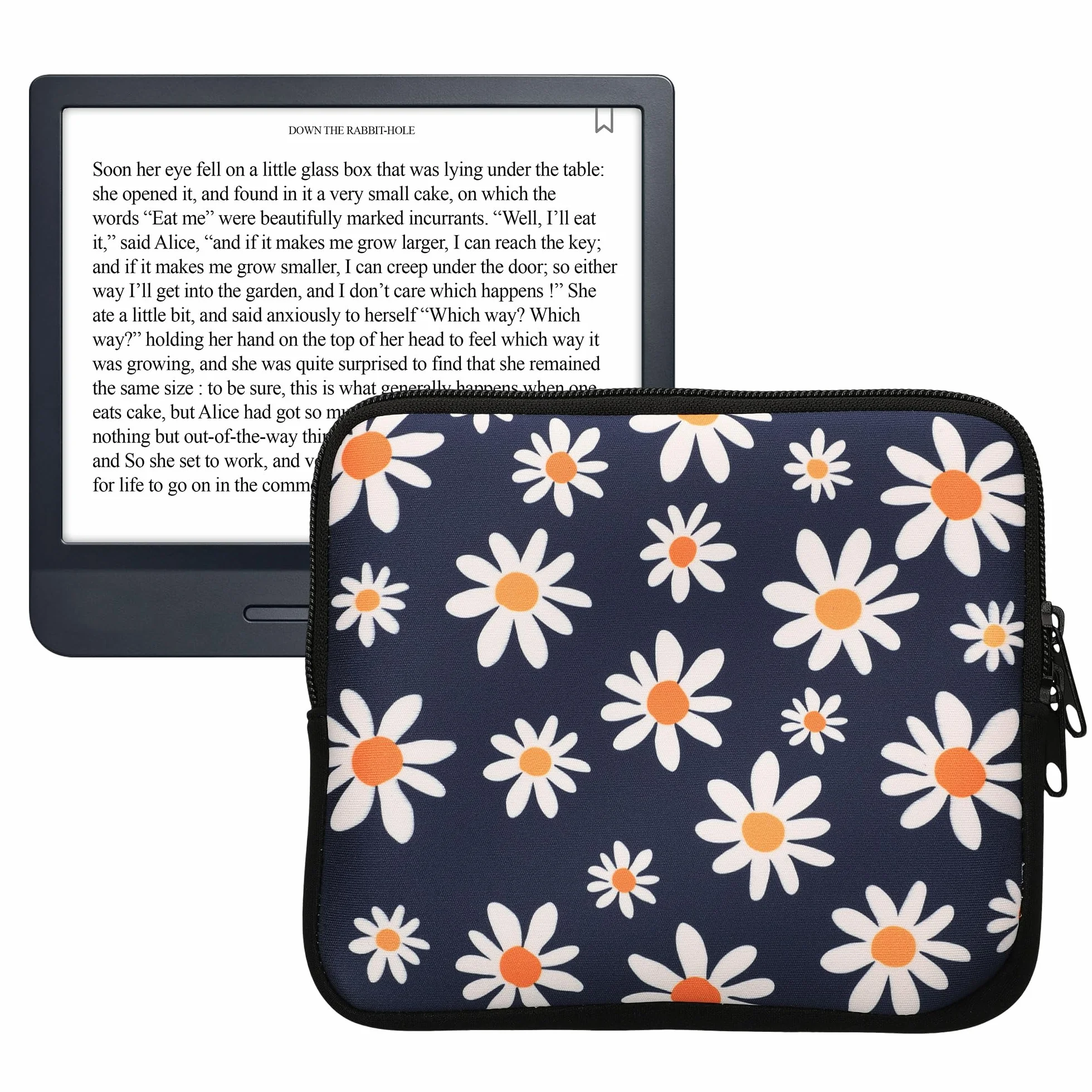 kwmobile Funda Universal para e-Book Neopreno con Cremallera Azul/Blanco/Amarillo
