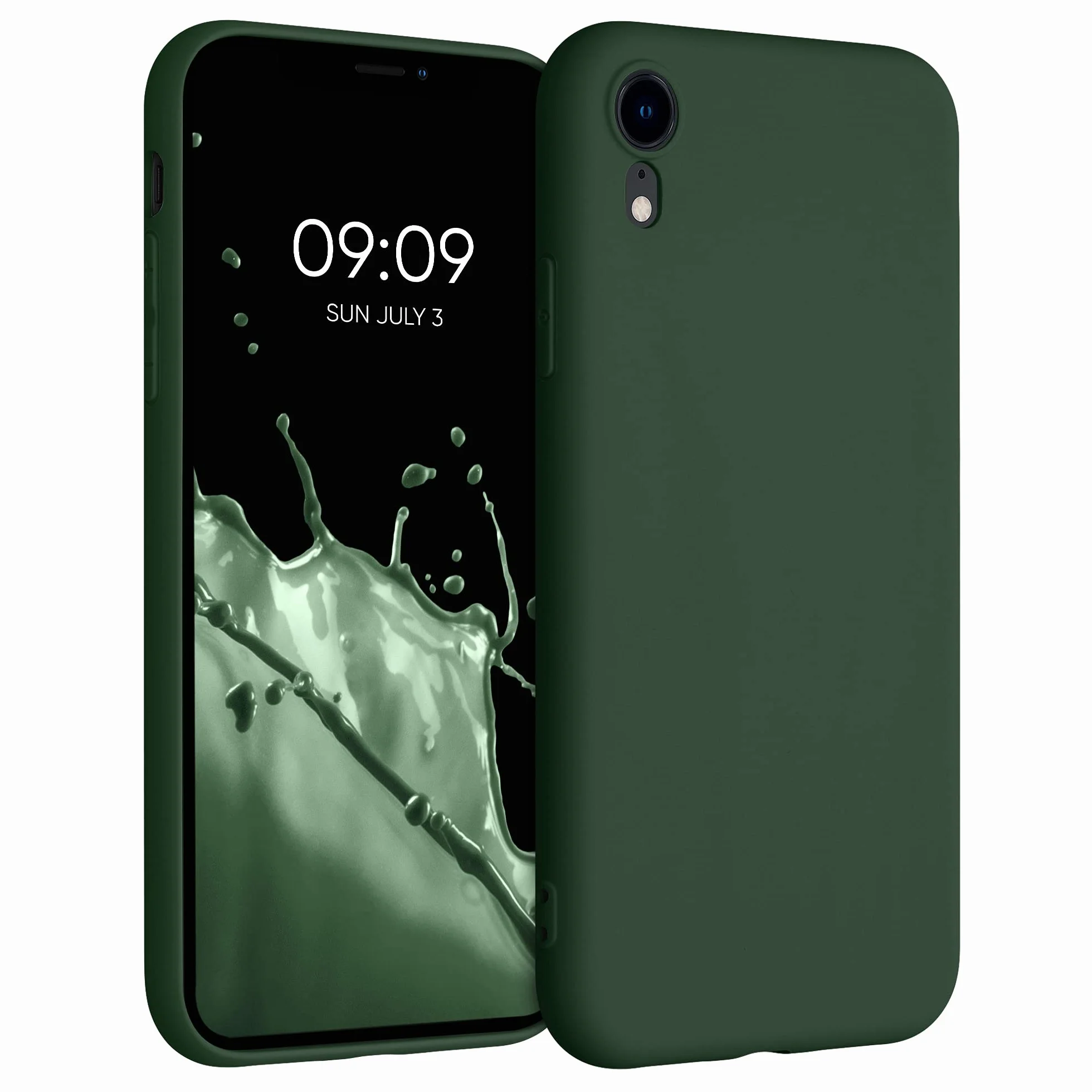kwmobile Funda para Apple iPhone XR Carcasa - Ultrafina de TPU y Silicona con Bordes elevados anticaídas - Verde Oscuro Mate