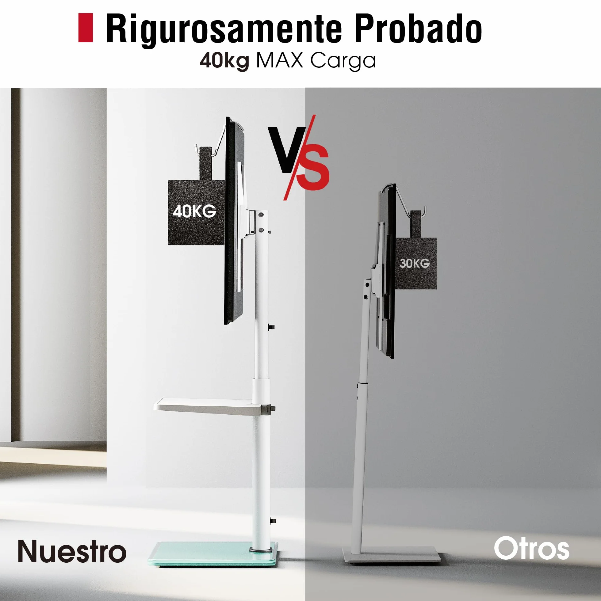 AOKCOS Soporte TV Pie Suelo para 32-70 Pulgadas, Inclinable Giratorio Altura Ajustable, con Laminado máx VESA 400x400mm 40kg Blanco