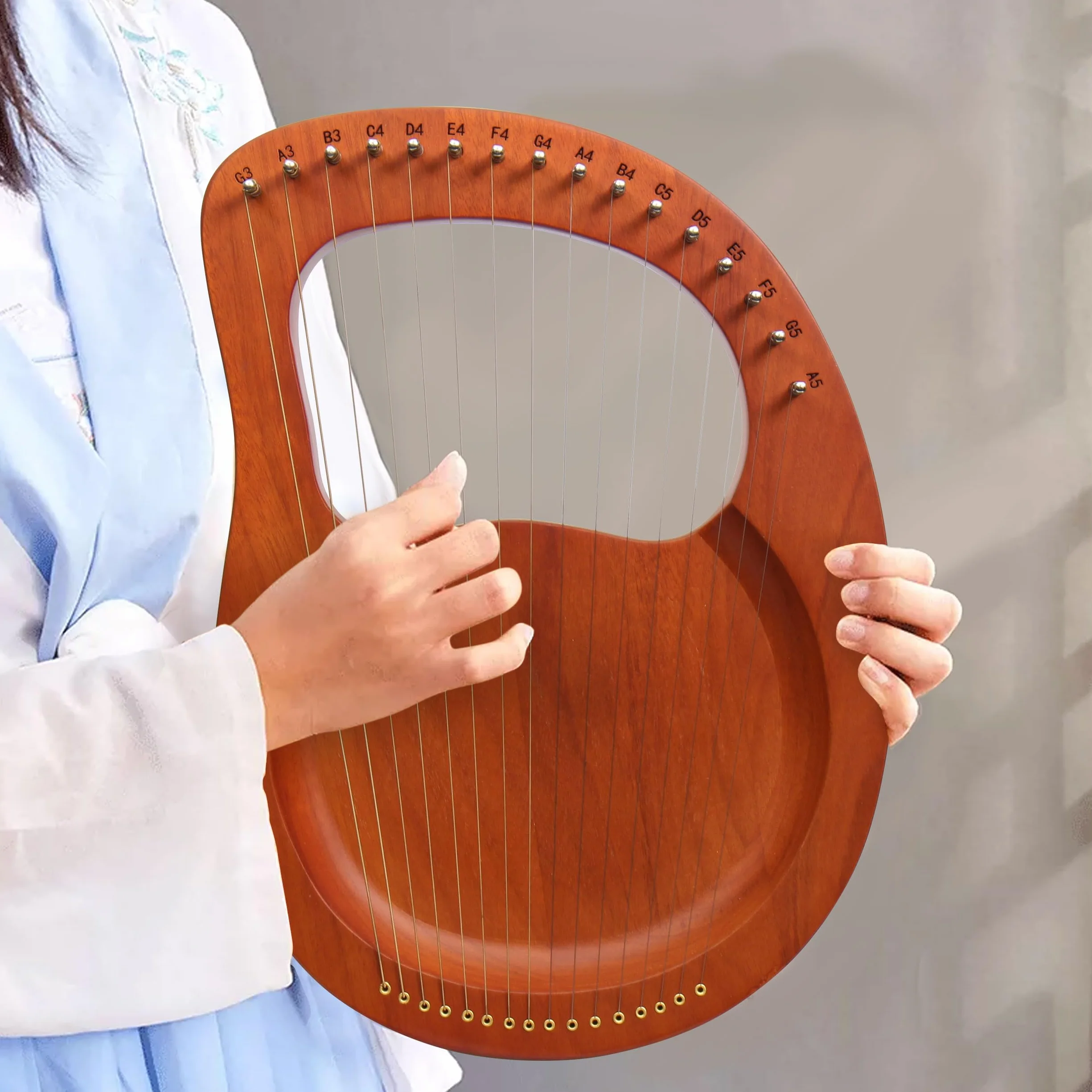 Arpa Lira de 16 Cuerdas Arpa de Madera Lyre Harp con llave de Afinación y Bolsa Negra instrumento lira, Marrón, Plancton