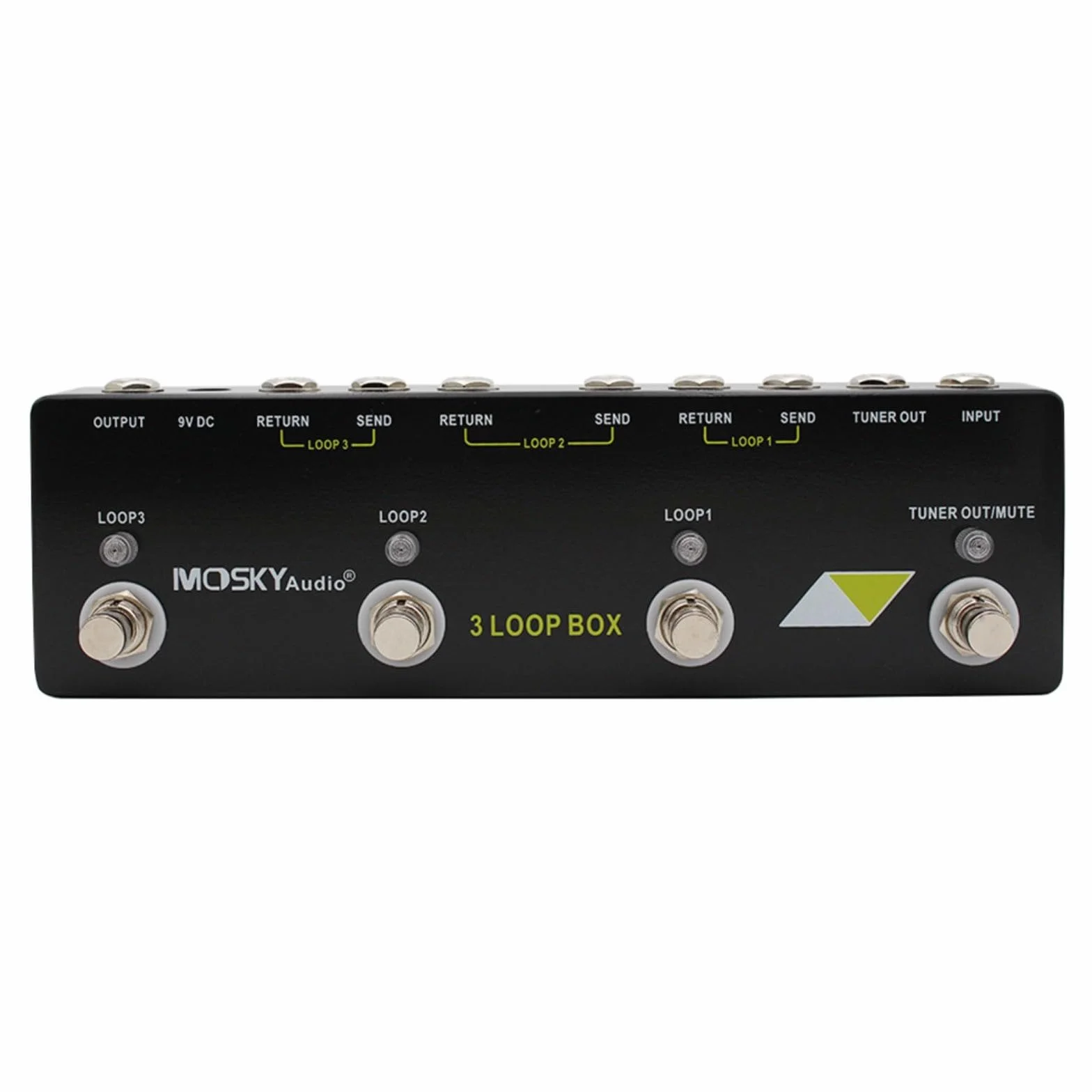Pedal Looper con sintonizador True Bypass, grabación ilimitada y múltiples bucles MOSKYaudio 3 Loop Box 230x70x36 mm