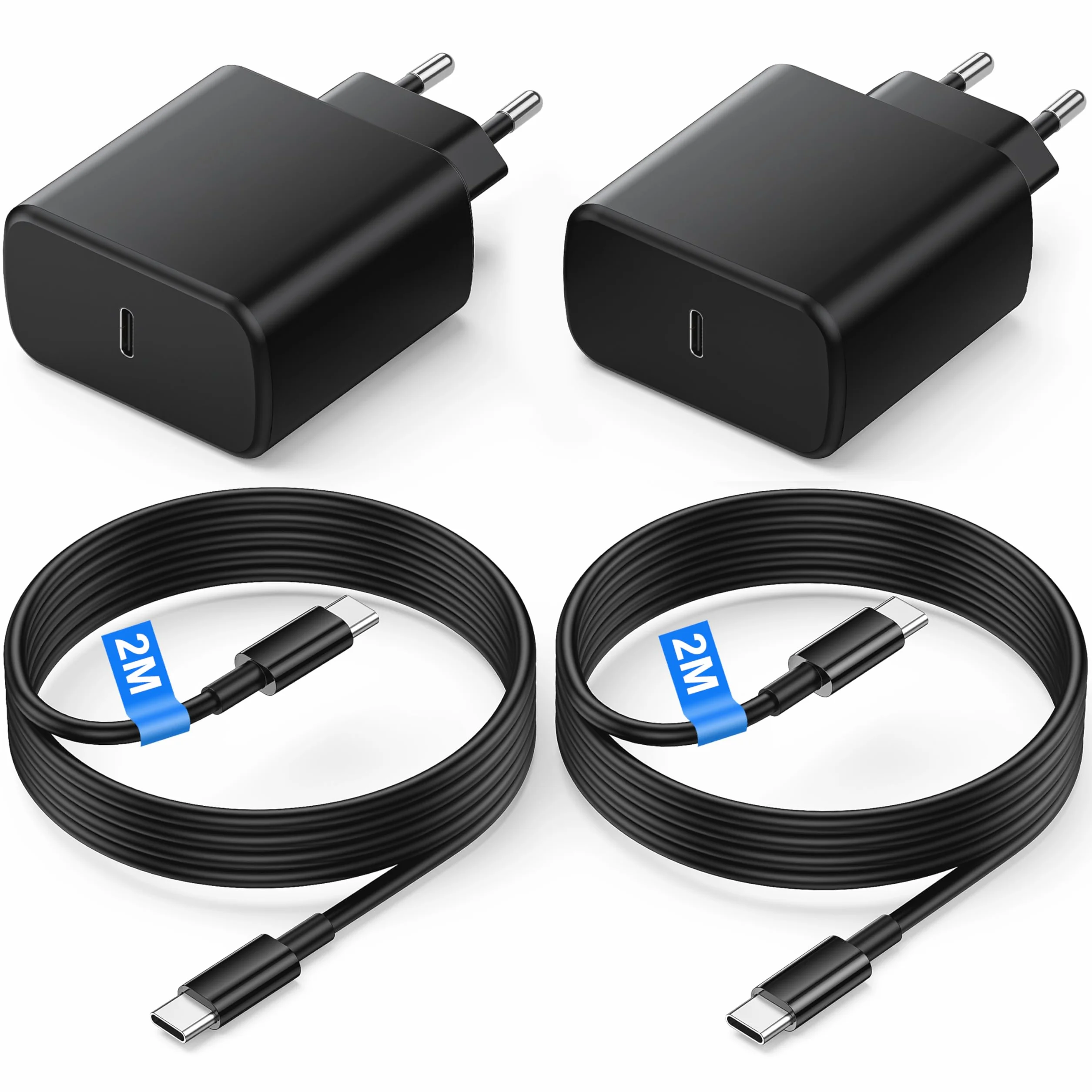 Samsung Cargador Rápido 45W USB C 2Pack con Cable 2M para Galaxy S26 S25 S24 S23 S22 S21 S20 Note20 A73 A53 S10