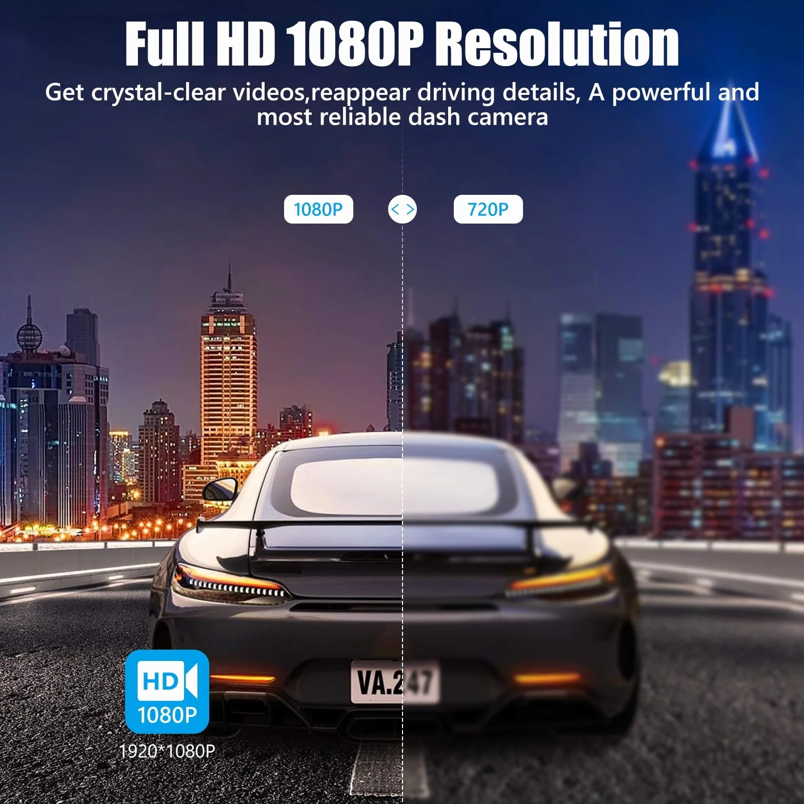 Cámara para Coche 1080P con Cámaras Frontal, Trasera e Interior, Tarjeta SD de 32 GB, Vigilancia de Aparcamiento, Visión Nocturna por Infrarrojos, Sensor G y Grabación en Bucle (Versión Estándar)