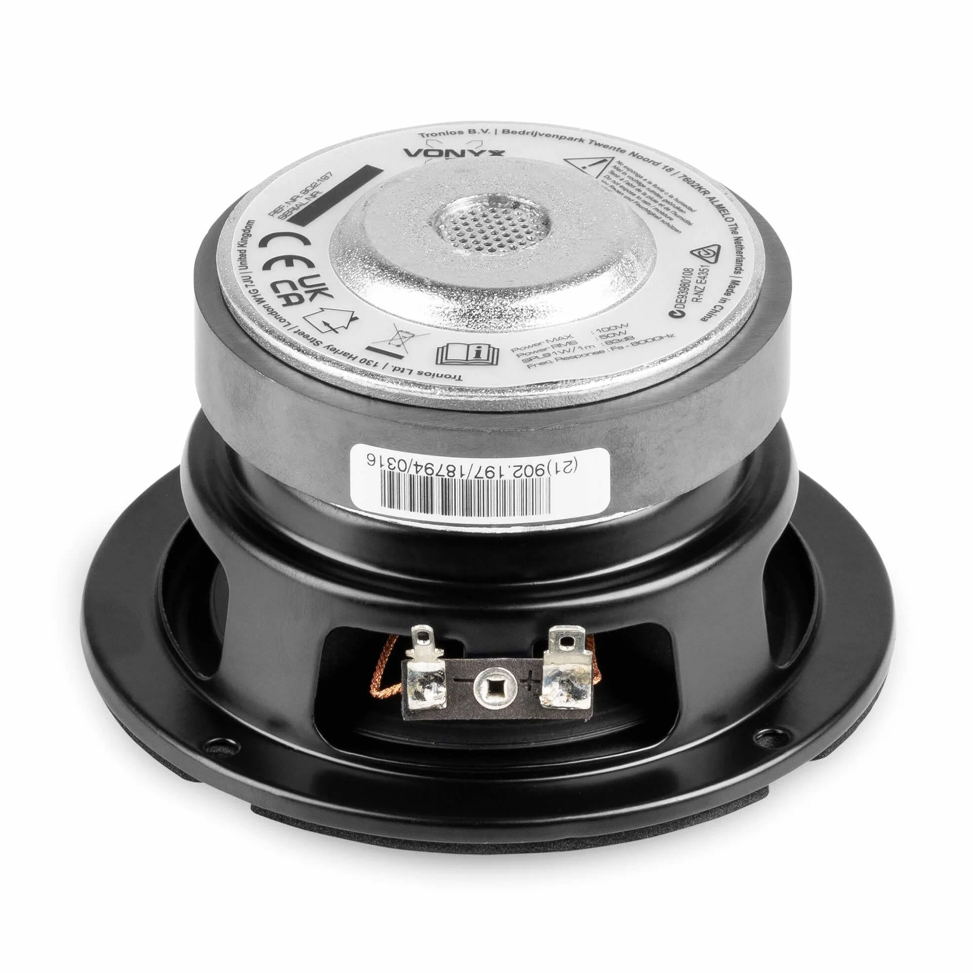 Vonyx WPP10 - Woofer Hi-Fi 4”, Cono de Polipropileno, suspensión de Goma, imán de ferrita 280g, 100W máx, 50W RMS, 8 ohmios, Sonido Potente y nítido, Ideal para Sistemas Hi-Fi y Car Audio
