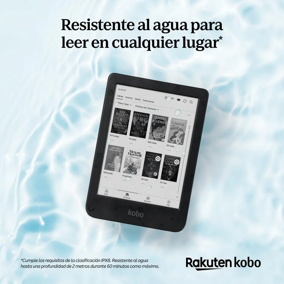 Kobo Clara BW eReader 6 cala Pantalla táctil antirreflejos ComfortLight Pro Modo Oscuro Audiolibros Resistente al Agua 16 GB Negro