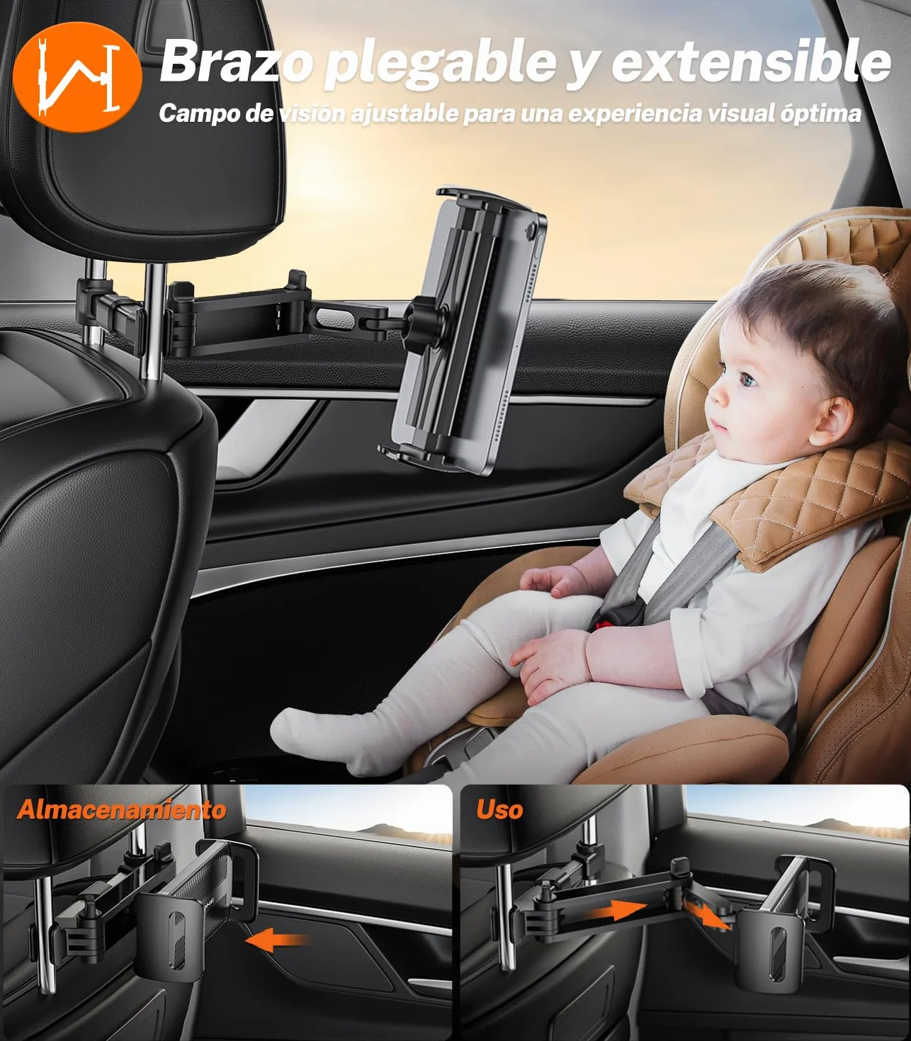 TRYONE Soporte Tablet Coche Reposacabezas Extensible 4.4-11 Pulgada iPad Samsung Galaxy Tabs Kindle Fire