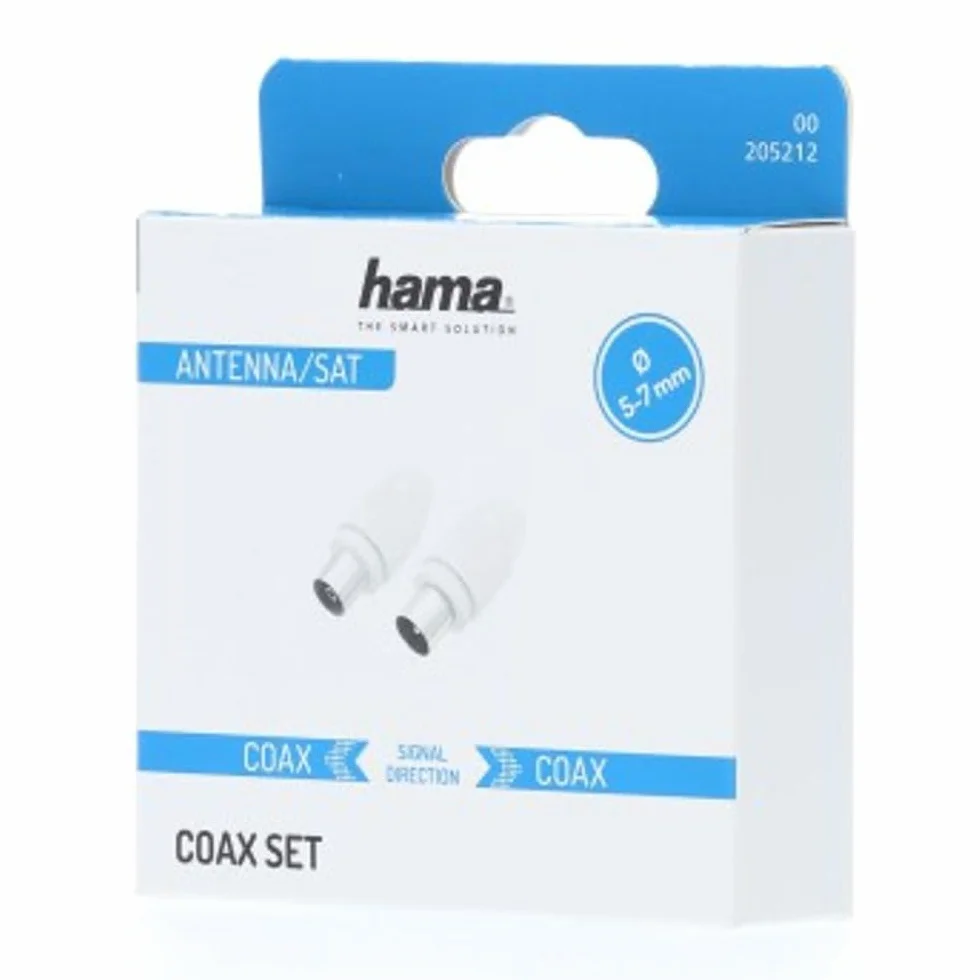 Hama Antena de TV 2 piezas coaxial macho hembra diámetro 5-7 mm blanco