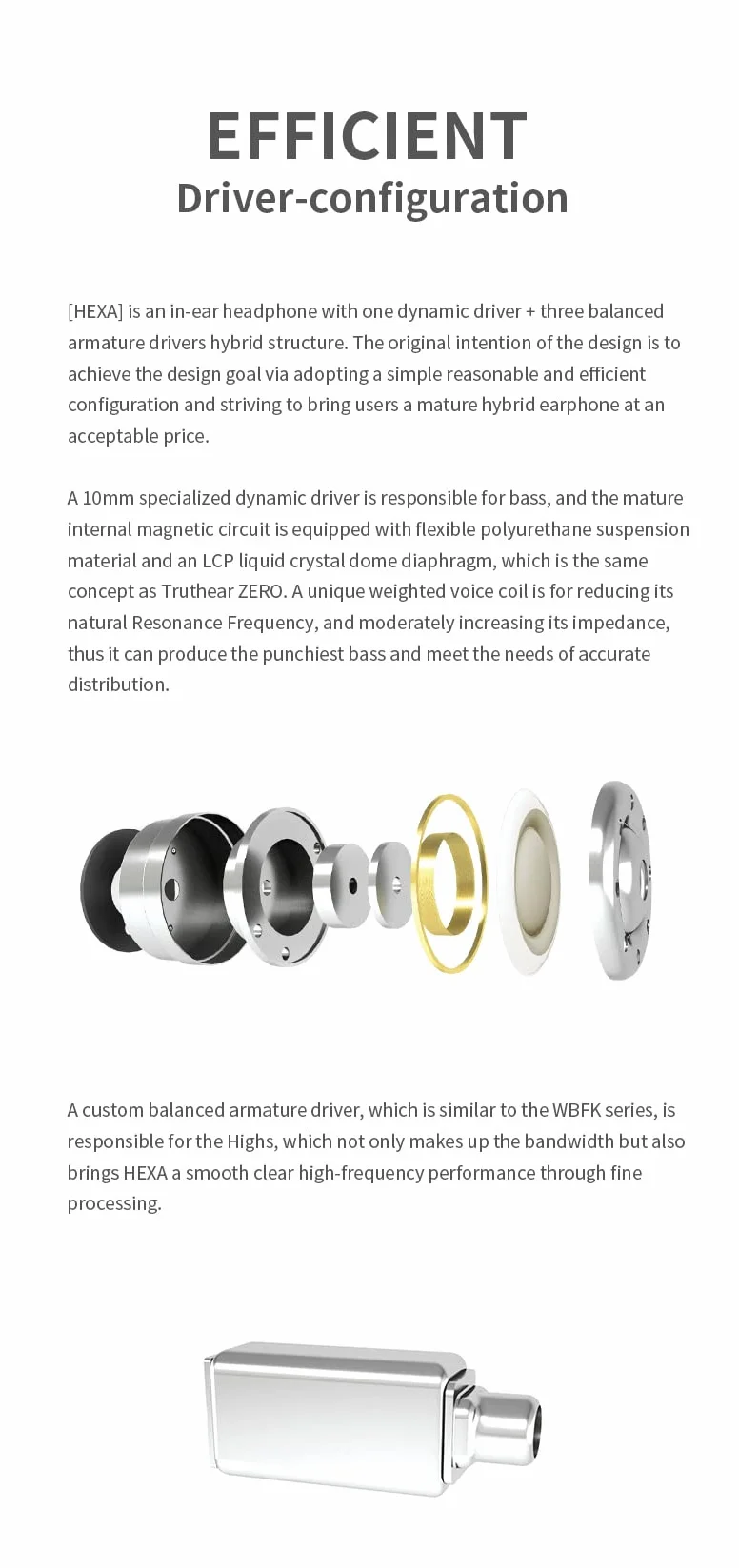 Fanmusic Truthear Hexa 1dd + 3ba Mixed Architecture PU + LCP Dynamic Drive diafragma 0,78 2pin Cable flexible escalable DLP in ear Monitor Headset (Hexa)