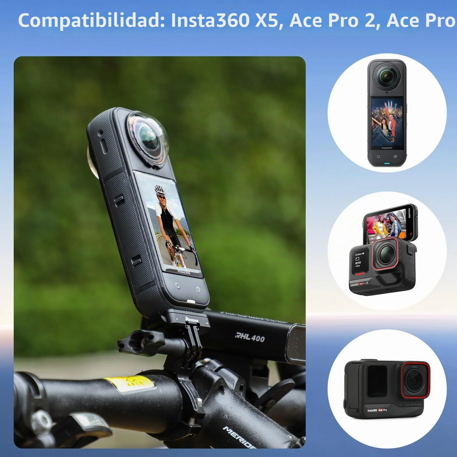AMAZEAR Soporte magnético de liberación rápida para Accesorios de Aire Insta360 X5 X4 Air, Adaptador QR de aleación de Aluminio Insta 360 X5 / Ace Pro 2 con Go-Pro y Montaje roscado de 1/10.2 cm-20