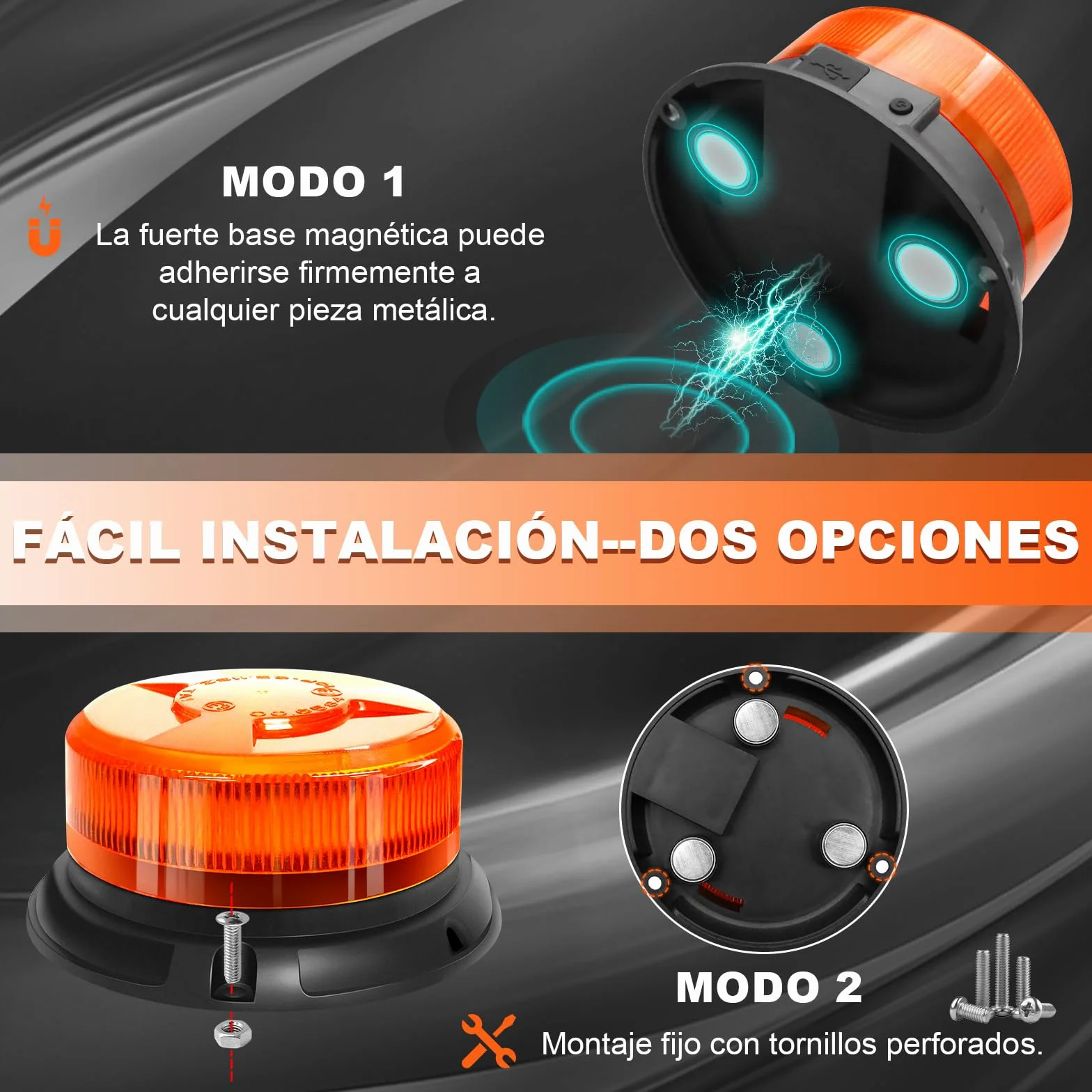 antom Rotativo Luz LED estroboscópica inalámbrico Con mando a distancia 12V-24V orange Luz de emergencia de magnético con tractores, carros de golf, UTV