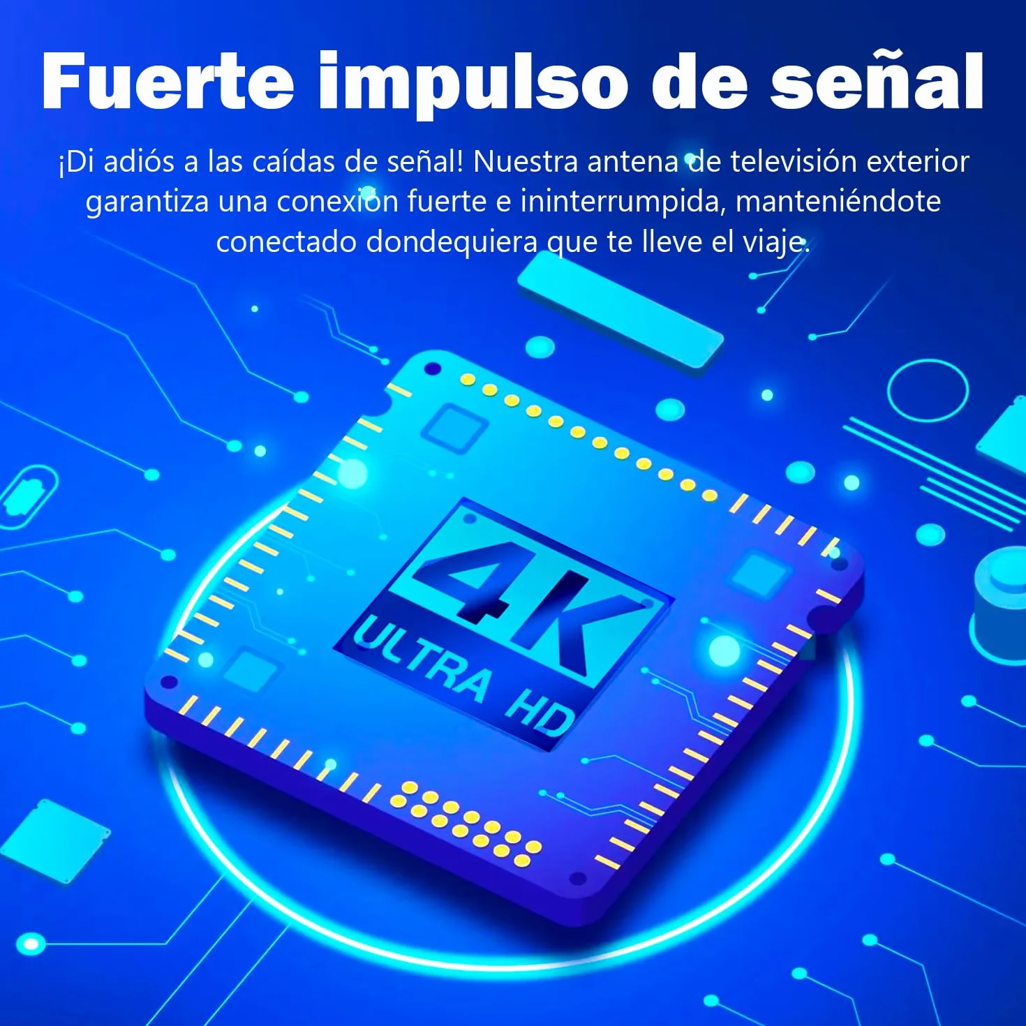 Antena TDT Exterior para Smart TV, Recepción UHF/VHF, DVB-T2/DVB-T, HD 4K/1080P, Resistente al Clima, Cable Coaxial 10m
