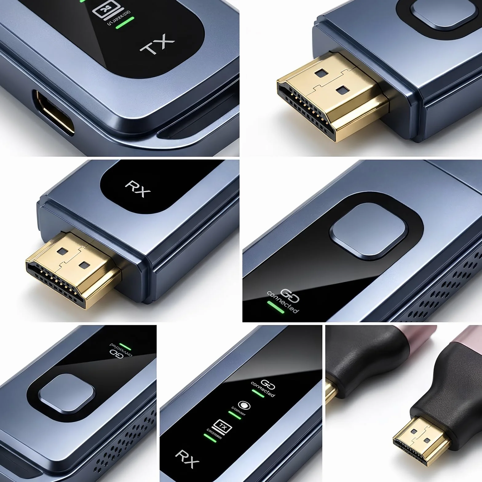 Transmisor y Receptor HDMI inalámbrico 2026, 5.8 G + 2.4 G de Doble Banda, más Pantalla LED, decodificación 4K 1080P a 60Hz Salida de Video Ultra HD, Kit Extensor de Enchufe de Video