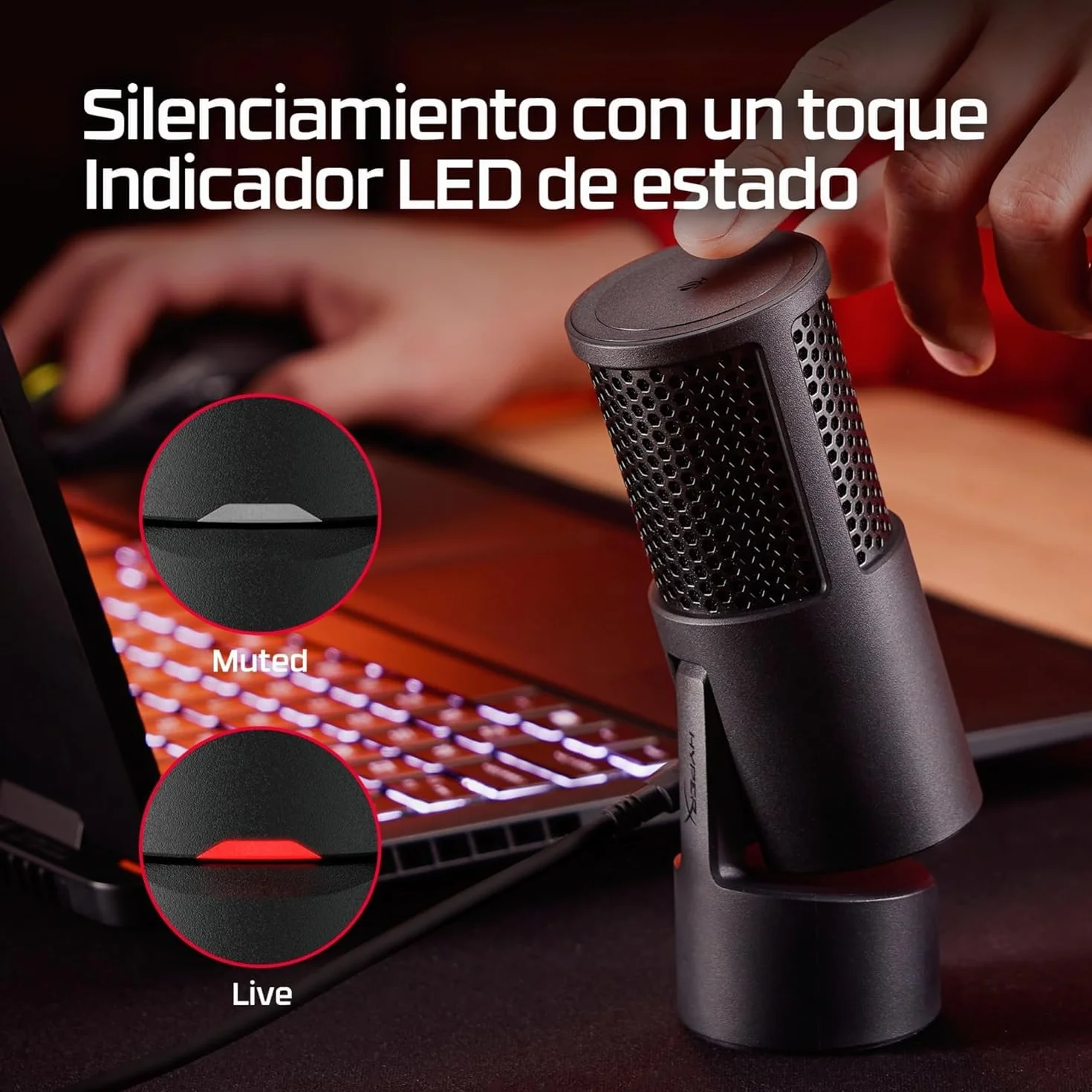 HyperX Solocast 2 - Micrófono Condensador USB patrón cardioide, Juegos, Streaming, podcasts, PC, Twitch, Youtube, Discord, Negro