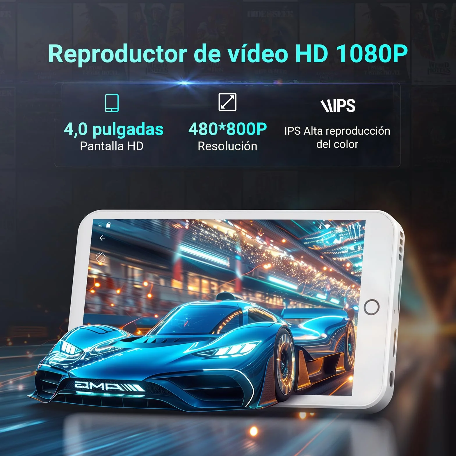 Reproductor MP3 Bluetooth WiFi Android 13 4 Pulgadas Pantalla táctil 3GB RAM 32GB ROM Spotify Music Player Audible Play Store
