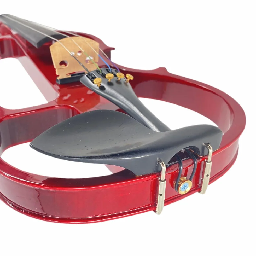 Yinfente Viola eléctrica silenciosa de 40,6 cm de madera maciza con 4 cuerdas con accesorios de ébano, funda rígida de arco de madera de Brasil, paño de limpieza de cable AUX, cuerdas adicionales