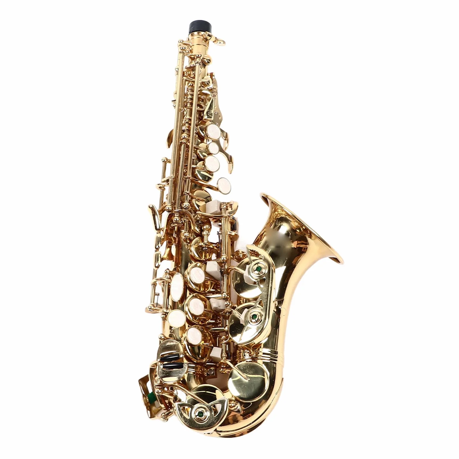 Generic Saxofón, Saxo de Soprano en Latón Portátil Fácil de Reproducir Aplicación de Sonido para la Música para la Música (Gold)