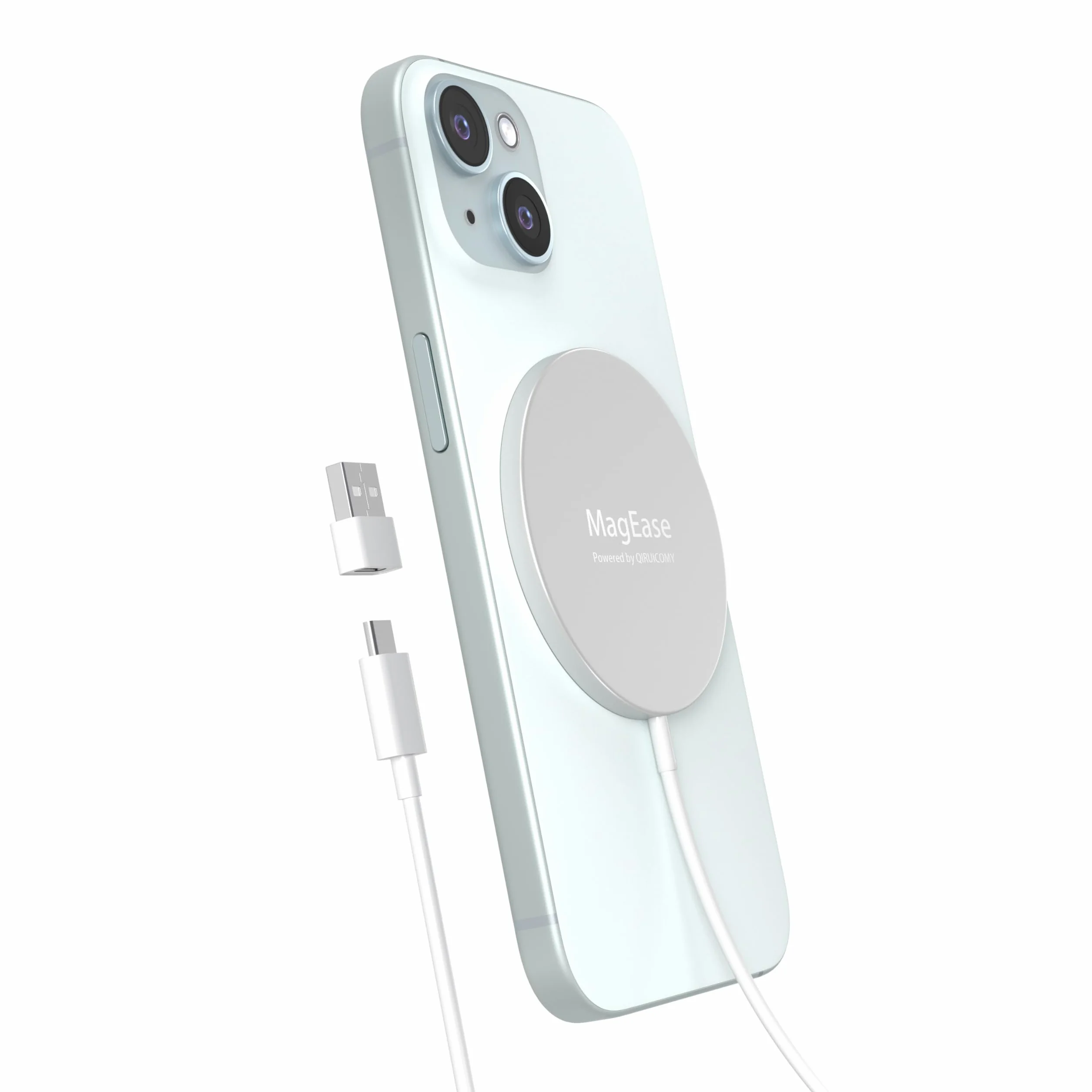 Cargador inalámbrico magnético 2 en 1, aleación de aluminio ultradelgado, compatible con iPhone 17/16/15/14/13/12 y AirPods 4/3/2/Pro, Titanio Plateado