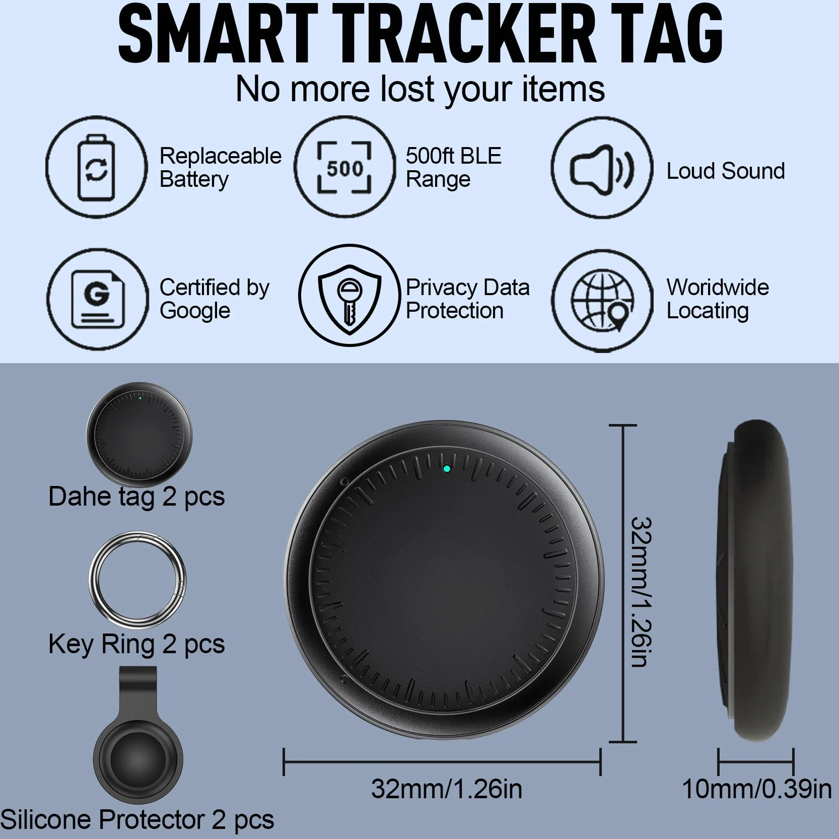 Android Smart Tracker, 2 Pack Air Tracker Buscador de Objetos Bluetooth Funciona con Buscar Google,Smart Tracker Localizador Bluetooth, Rastreador para Llaves, Cartera, Equipaje