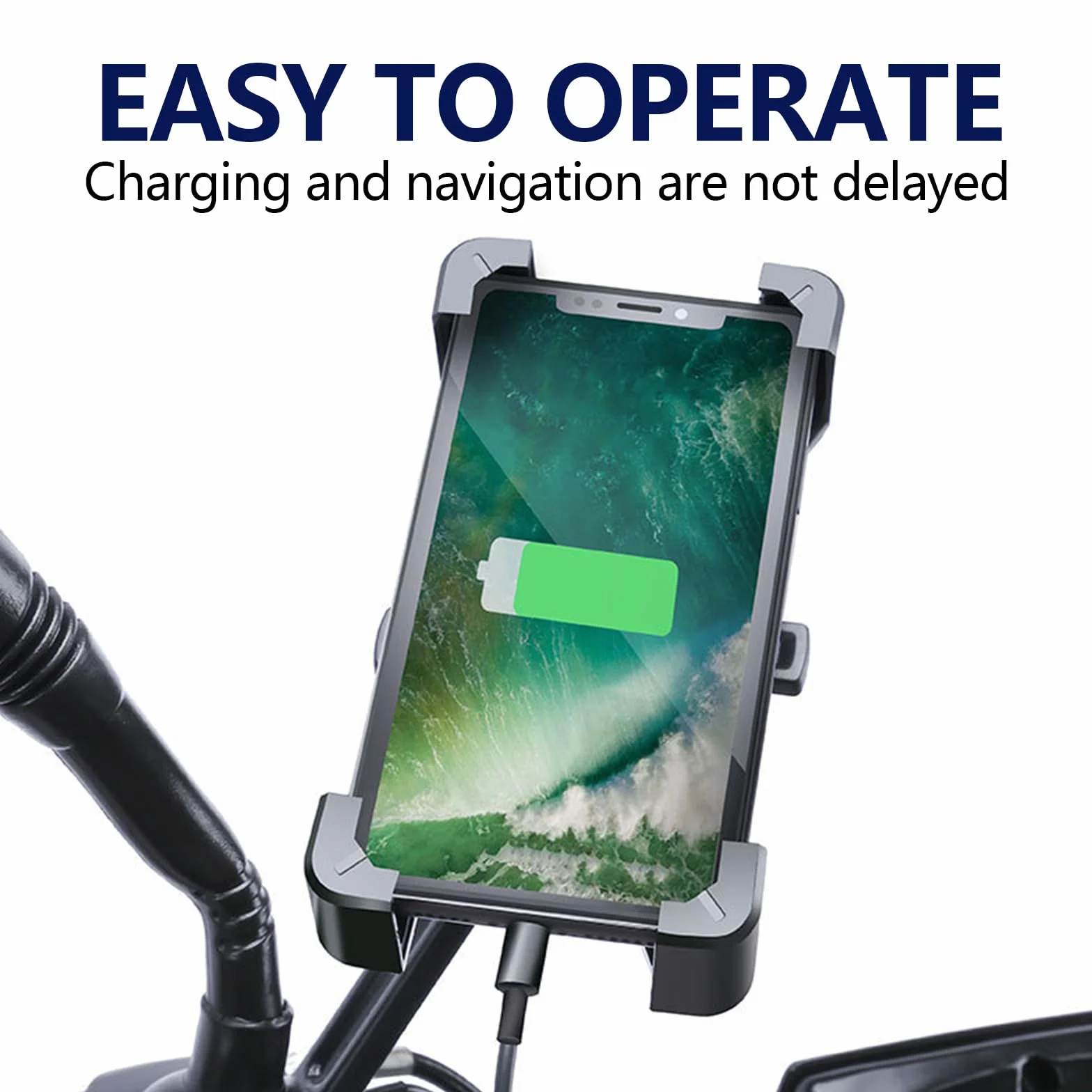 Soporte Movil Bicicleta, Ajustable Soporte del Teléfono Móvil, Bracket de Navegación a Prueba de Golpes, 360°de Rotación, Adecuado para Teléfonos Móviles de 4,8 a 6,8 Pulgadas