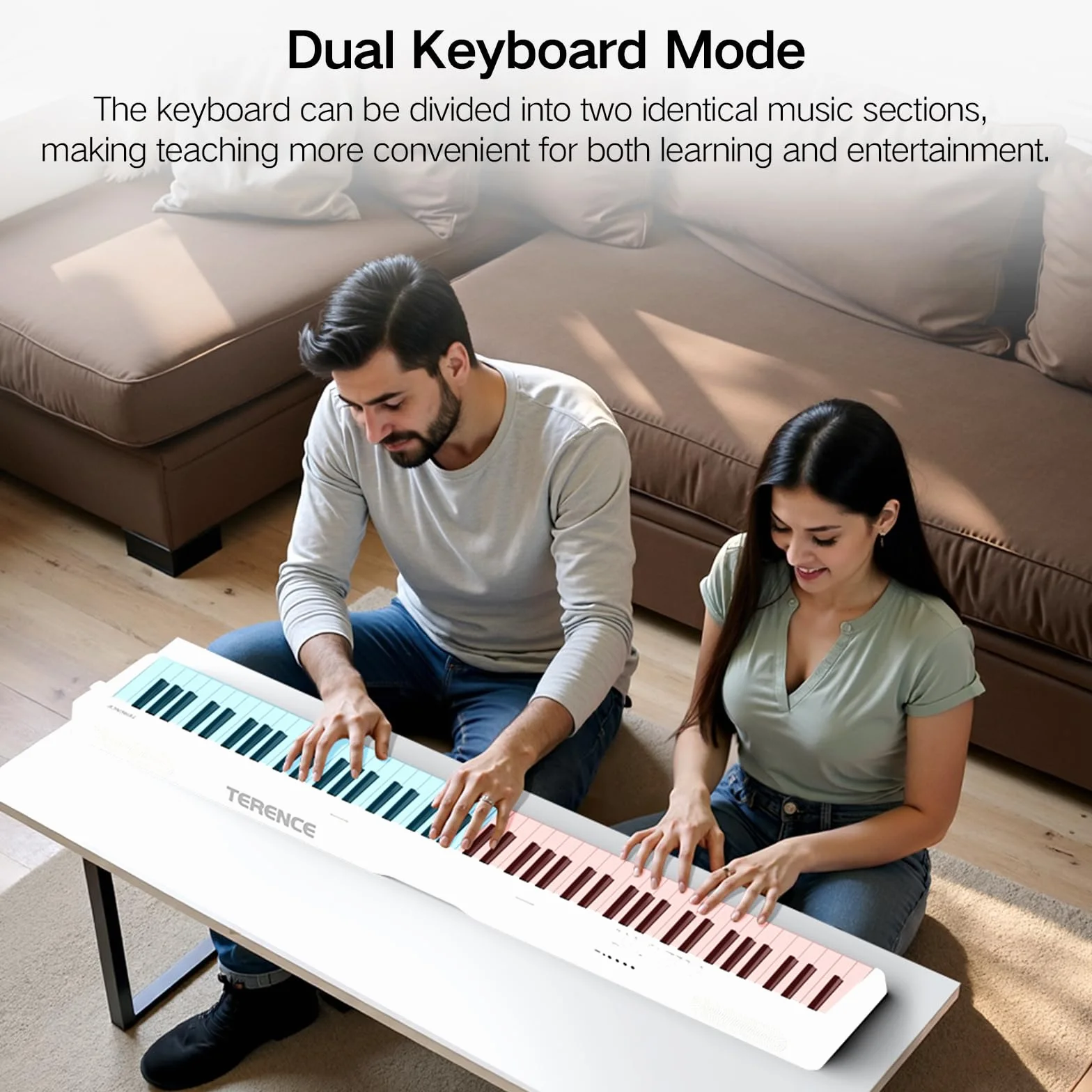 TERENCE Piano Plegable de 88 Teclas, con Teclado de Fuerza, Piano Plegable con Grabación y Soporte Bluetooth, Pedal y Altavoz de 4 Unidades, Preferido para Principiantes,blanco