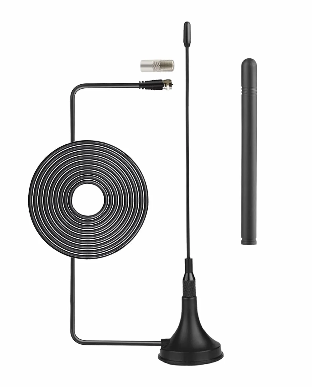 Vecys Antena de TV Digital DVB-T de 2 dBi Mini con Base Magnética y Dos Varillas de Repuesto Antena Interior de 50 Millas Cable Coaxial RG174 de 9.84ft para Dispositivos DVB-T