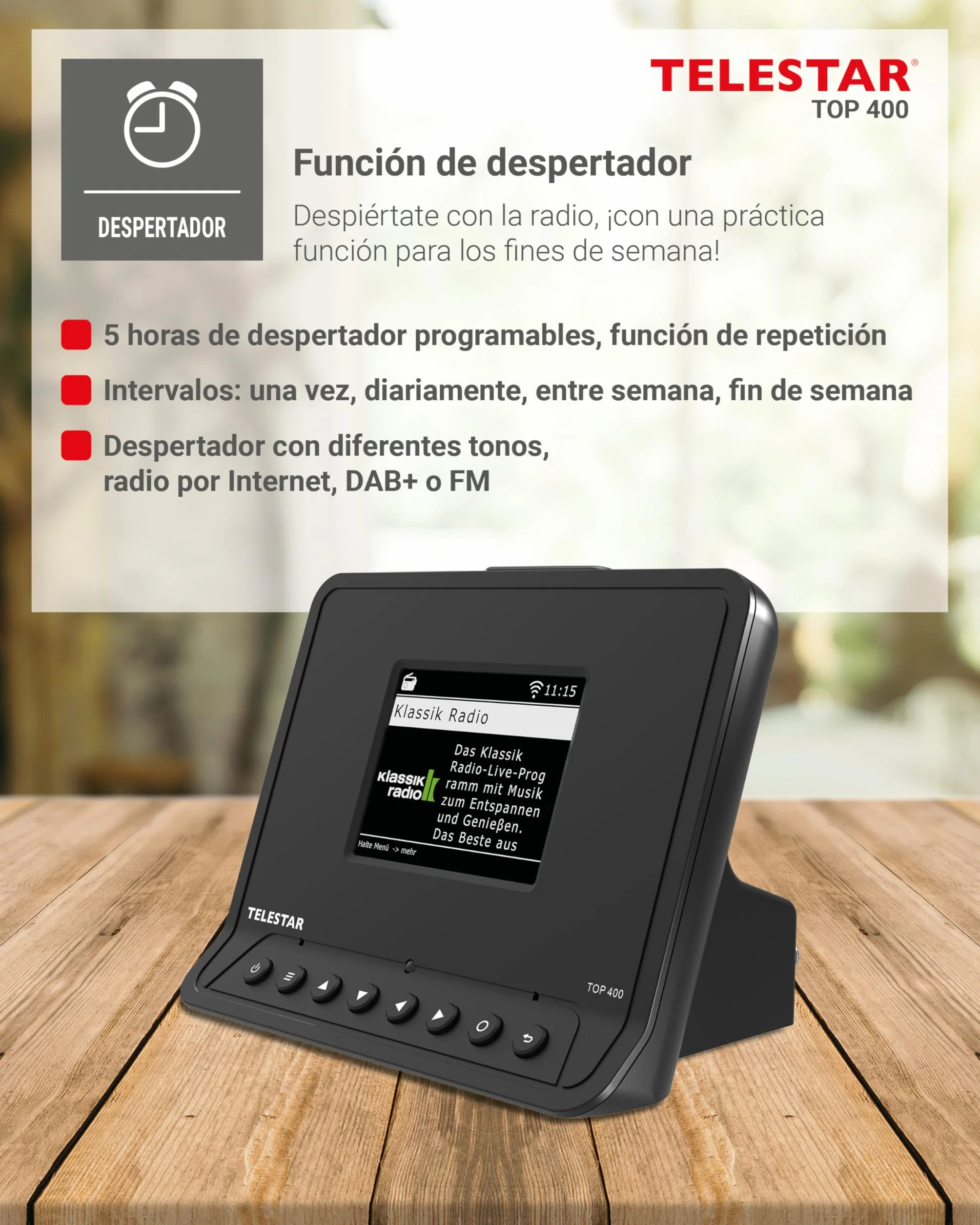 TELESTAR Top 400 – Adaptador HiFi para actualizar Equipos HiFi – Negro | Radio por Internet, DAB+, streaming, Bluetooth audio y transmisión, grabación USB, modo hotel y nocturno