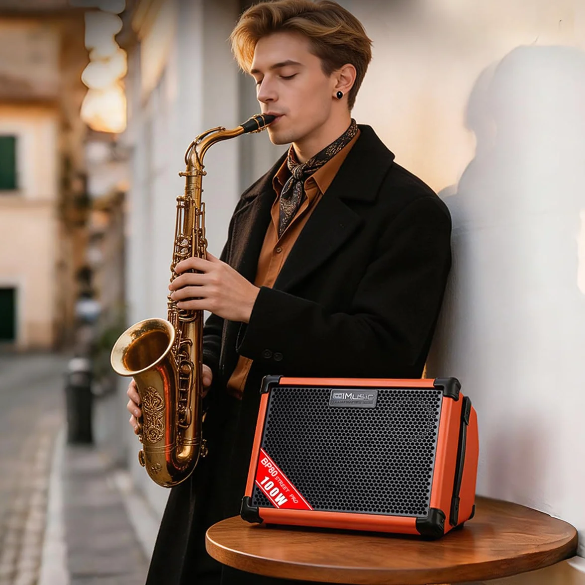 Coolmusic BP80 100W Altavoz Bluetooth para Exteriores con batería Recargable, Entrada Auxiliar, micrófono dinámico Compatible, transmisión en Vivo por teléfono móvil y grabación Interna