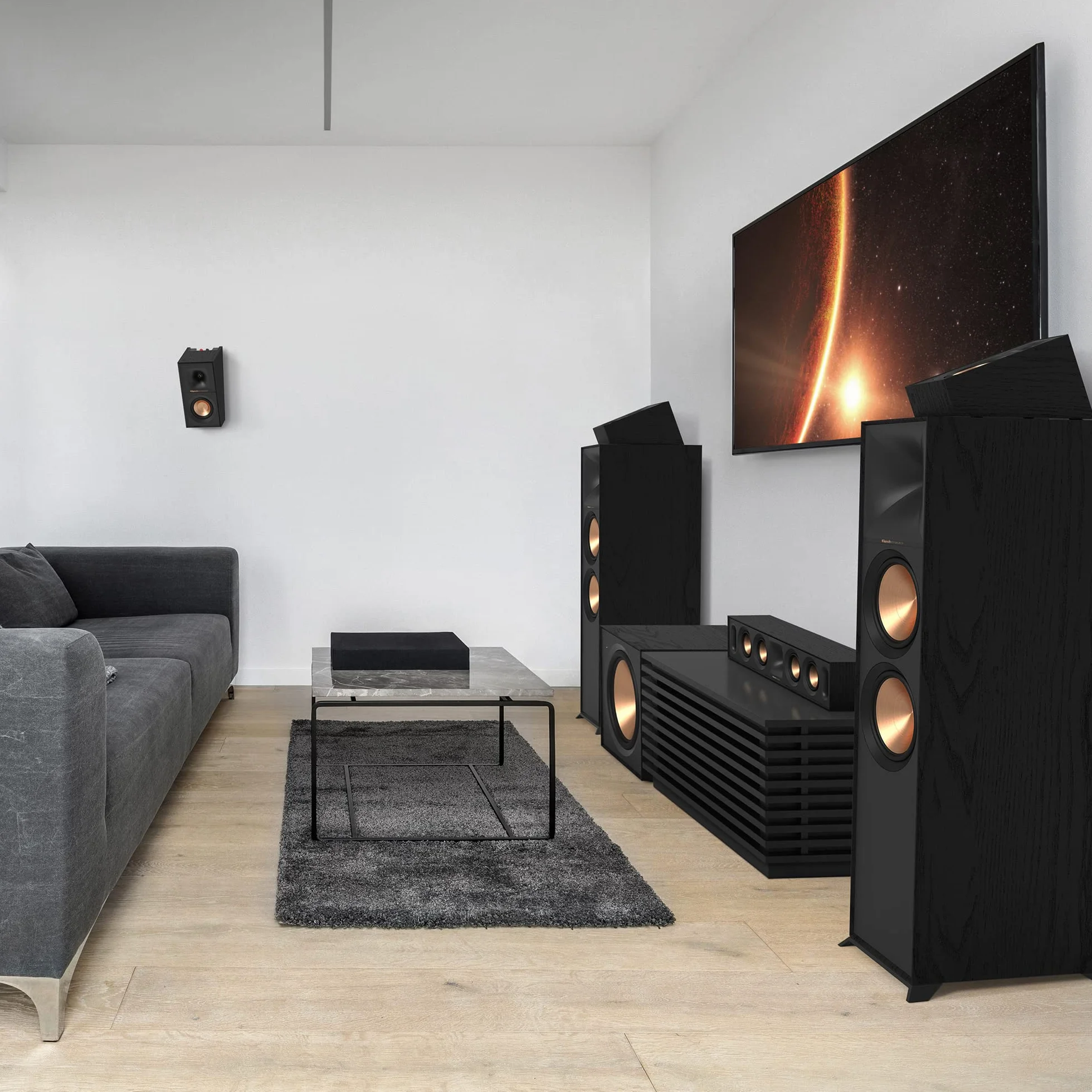 Klipsch R-40SA Black (Pareja) - Altavoces Sorround Dolby Atmos para Home Cinema proyección Techo