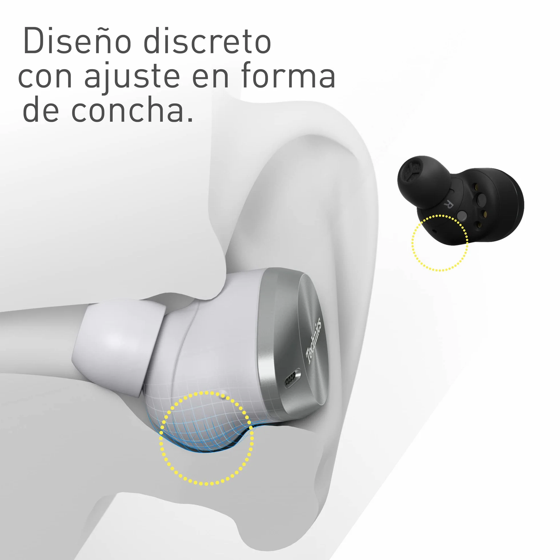 Technics EAH-AZ80E-A Auriculares inalámbricos con cancelación de Ruido, Bluetooth, Auriculares intrauditivos con micrófono, Ajuste Personalizable, hasta 7 Horas de reproducción, Azul Medianoche