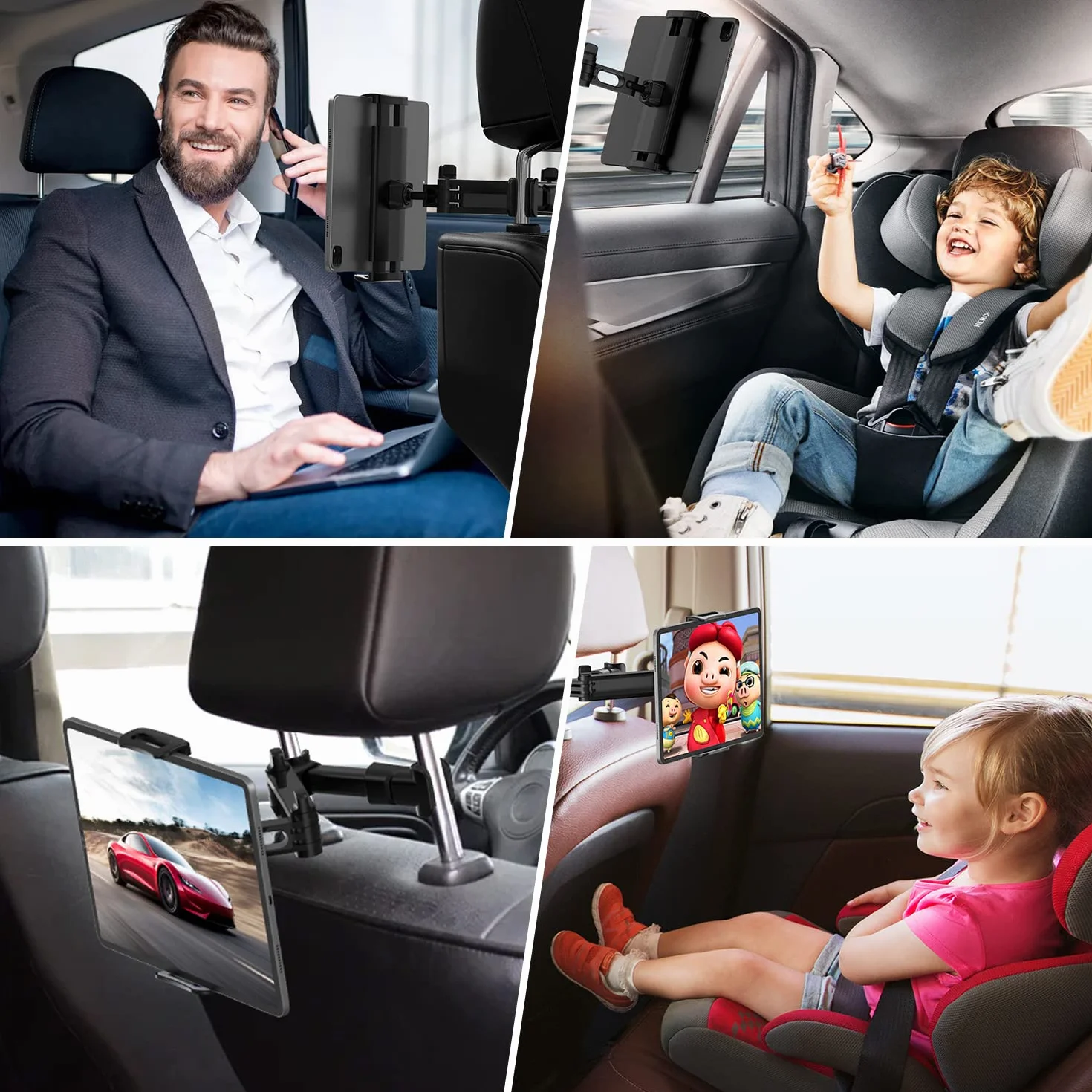 Soporte Tablet Coche, Soporte Reposacabezas para Tablet ,Soporte Tablet de Coche con Apoyo 360 Rotación para 4,7~13 Pulgadas iPad, iPhone, Galaxy Tab, Huawei Mediapad, Switch et d'autres Smartphones