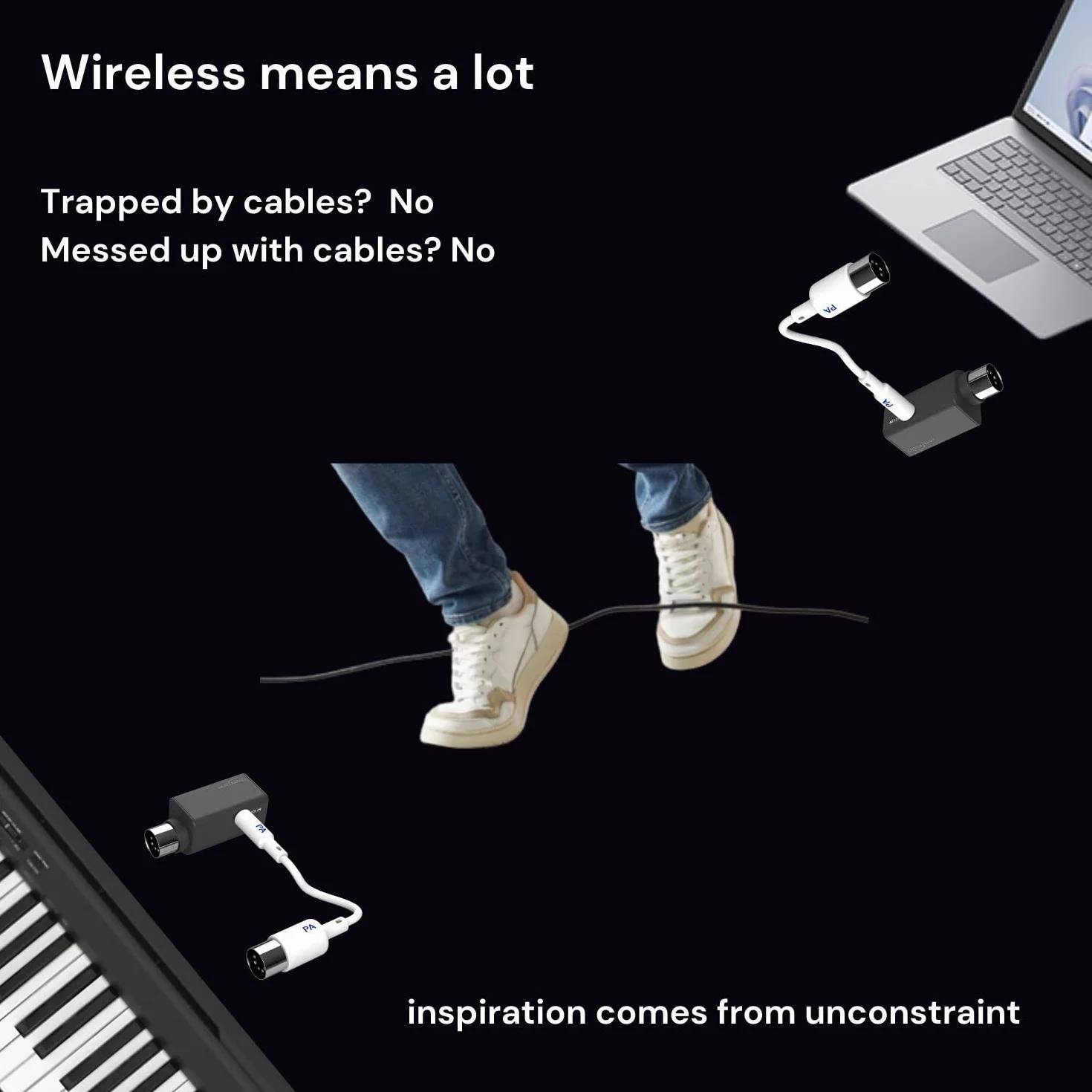 Paint Audio Adaptador MIDI Inalámbrico Mate de Latencia Ultra Baja Para Sintetizador, Pedal de Guitarra de Viento Digital, Teclado de Piano Digital a Dispositivos MIDI