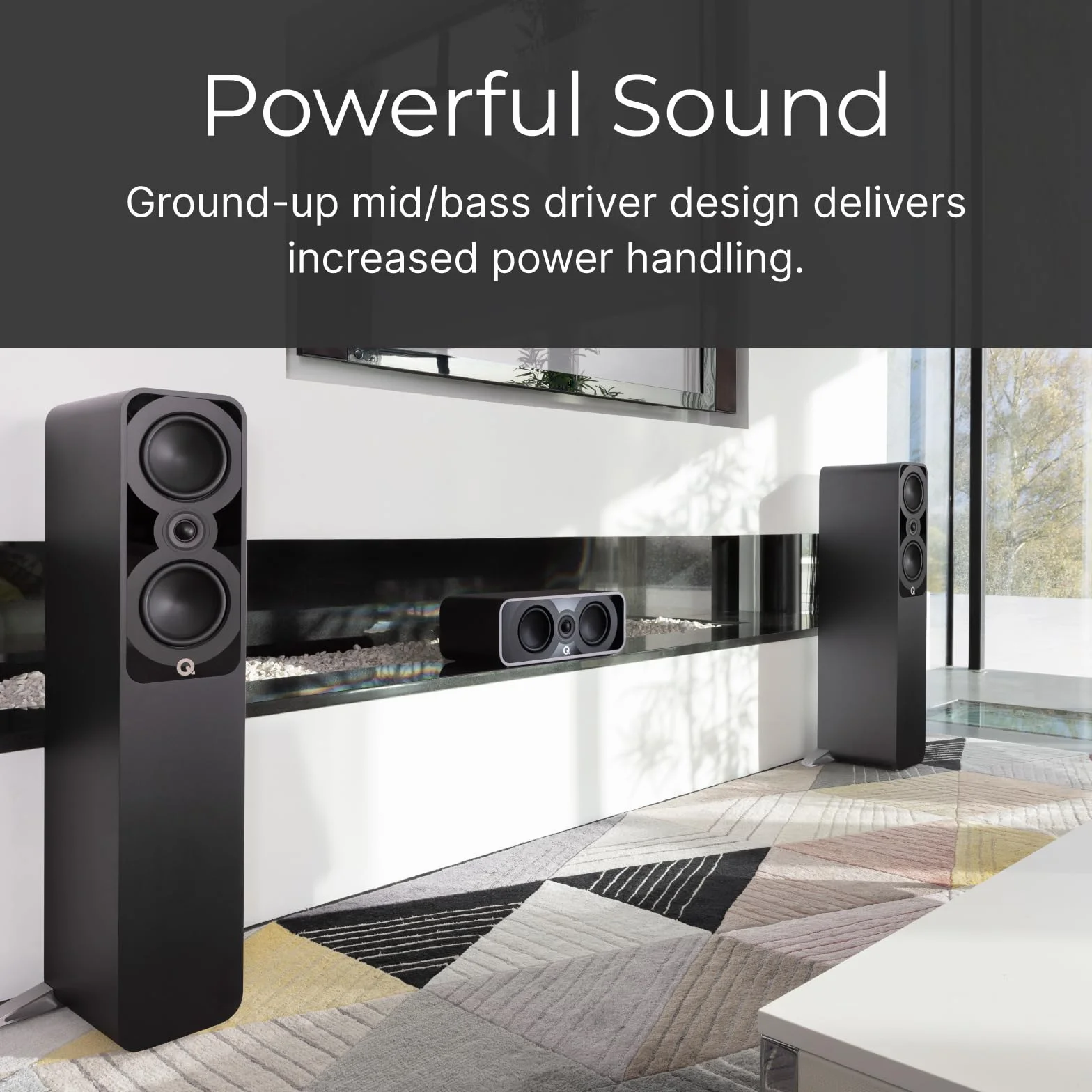 Q Acoustics 5040 - Pareja de Altavoces de Suelo (Negro Satinado)