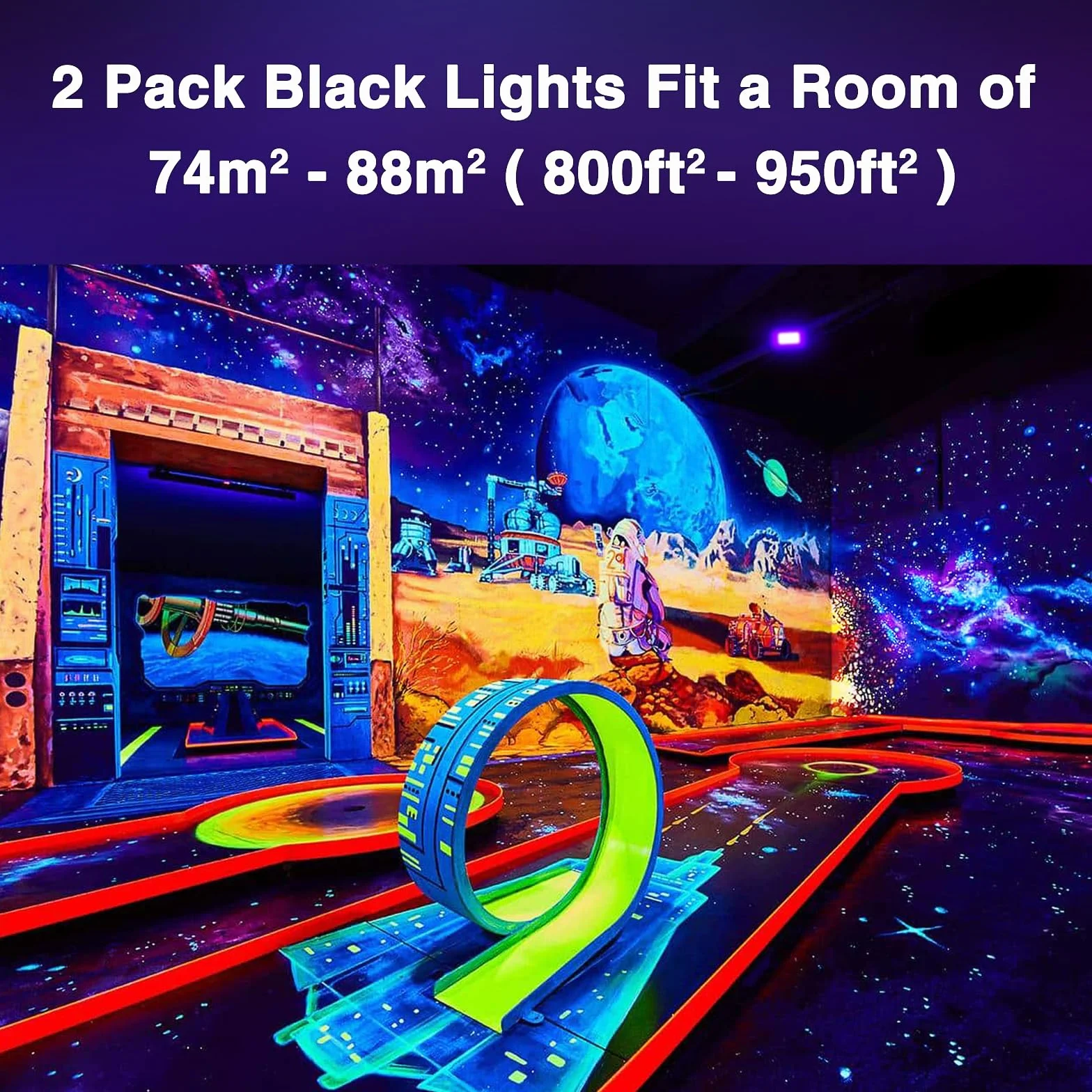Onforu 2 Pack Luz UV 50W, Luz Negra Impermeable IP66, Foco UV Ultravioleta Fluorescente Lámpara de Escenario Blacklights para Bar Club DJ Discoteca Fiesta KTV Pinta Corporal Gimnasio Halloween
