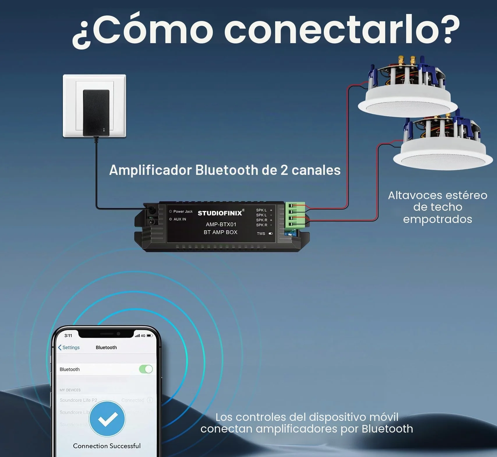 STUDIOFINIX Altavoces de techo Bluetooth 6.5 pulgadas 320 W 2 vías montaje empotrado sonido completo