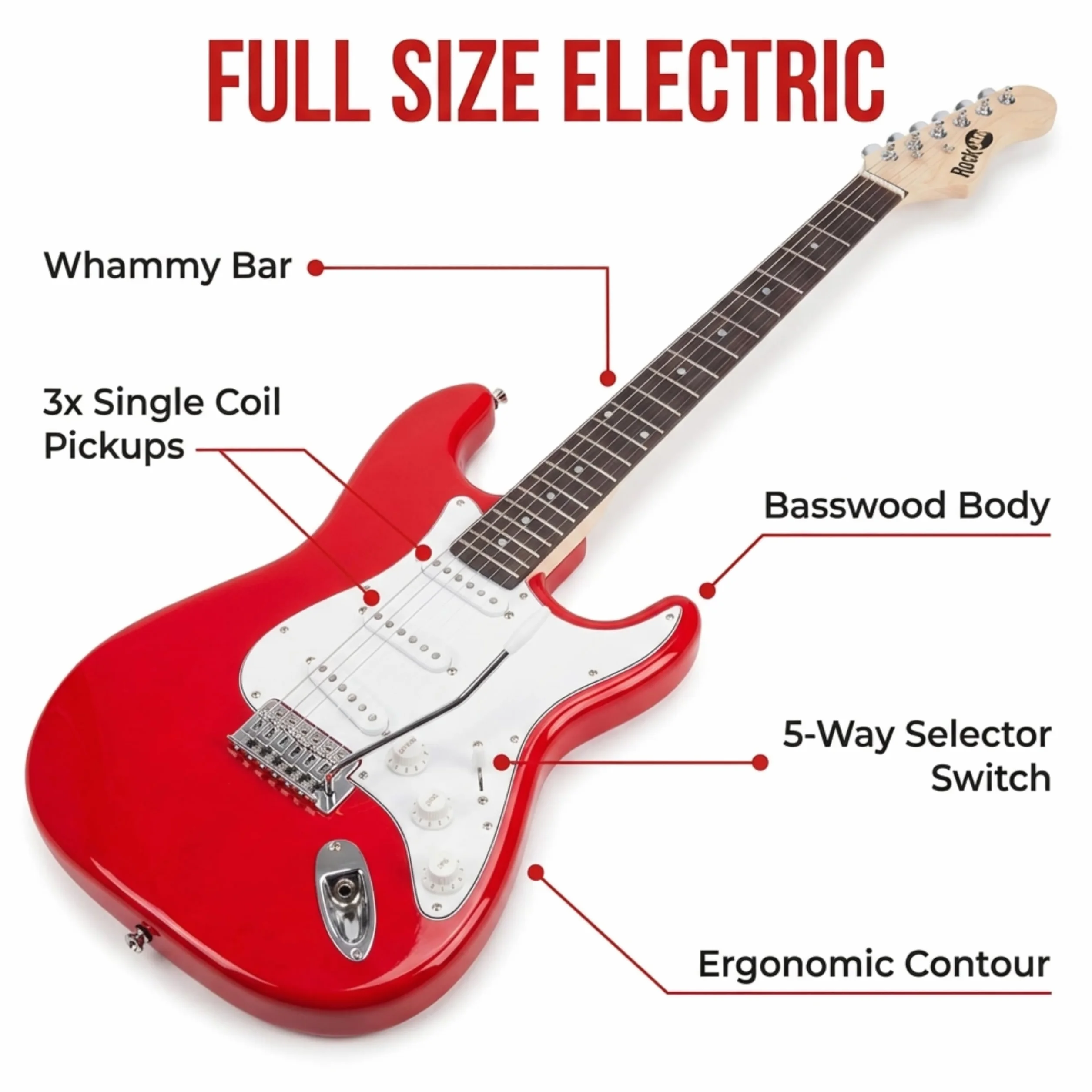 RockJam RJEG02-SK-RD - Kit de guitarra eléctrica