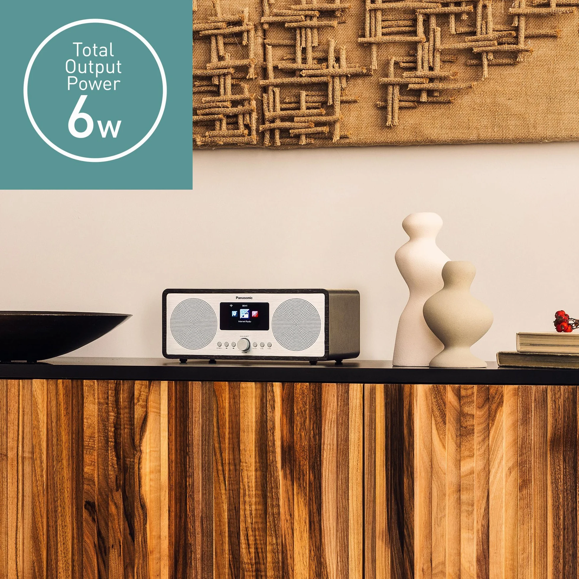 Panasonic RF-D40EG-K Radio de Internet y Dab+/FM con Bluetooth, 6 W, Altavoces de 7,5 cm, LCD a Color TFT de 2,4", Alarma y Temporizador de Apagado, Mando a Distancia, USB, Wi-Fi, Negro