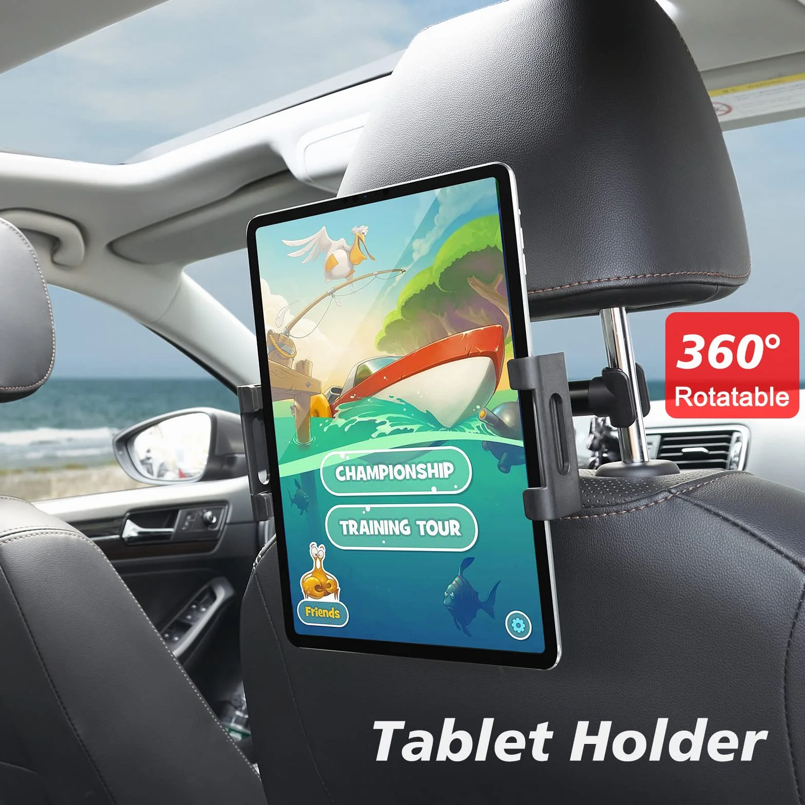 Soporte Tablet Coche Reposacabezas Pota Tablet Móvil del Asiento Trasero para Dispositivos de 4,7"-12,9" Giratorio en 360