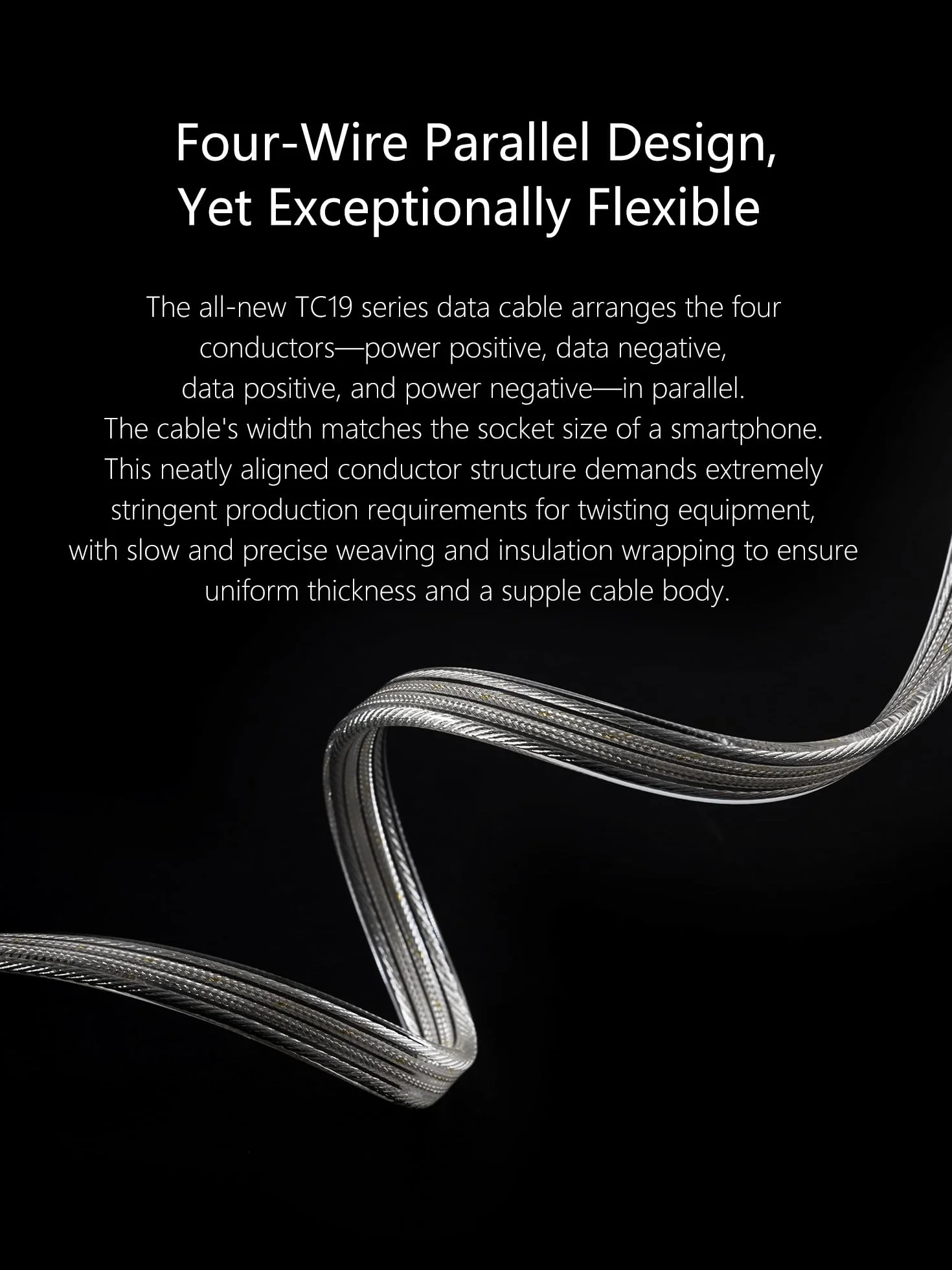 dd HiFi TC19CC (Comet) Cable de señal digital de plata pura USB-C a USB-C OTG 10 cm, diseño paralelo de cuatro cables